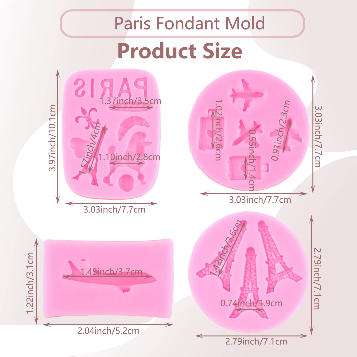 Miyahouse I Love Paris Fondant Molds Airplane Silicone Mold Eiffel Tower Poodle Mold For Travel Theme Cake Decoration Cupcake To