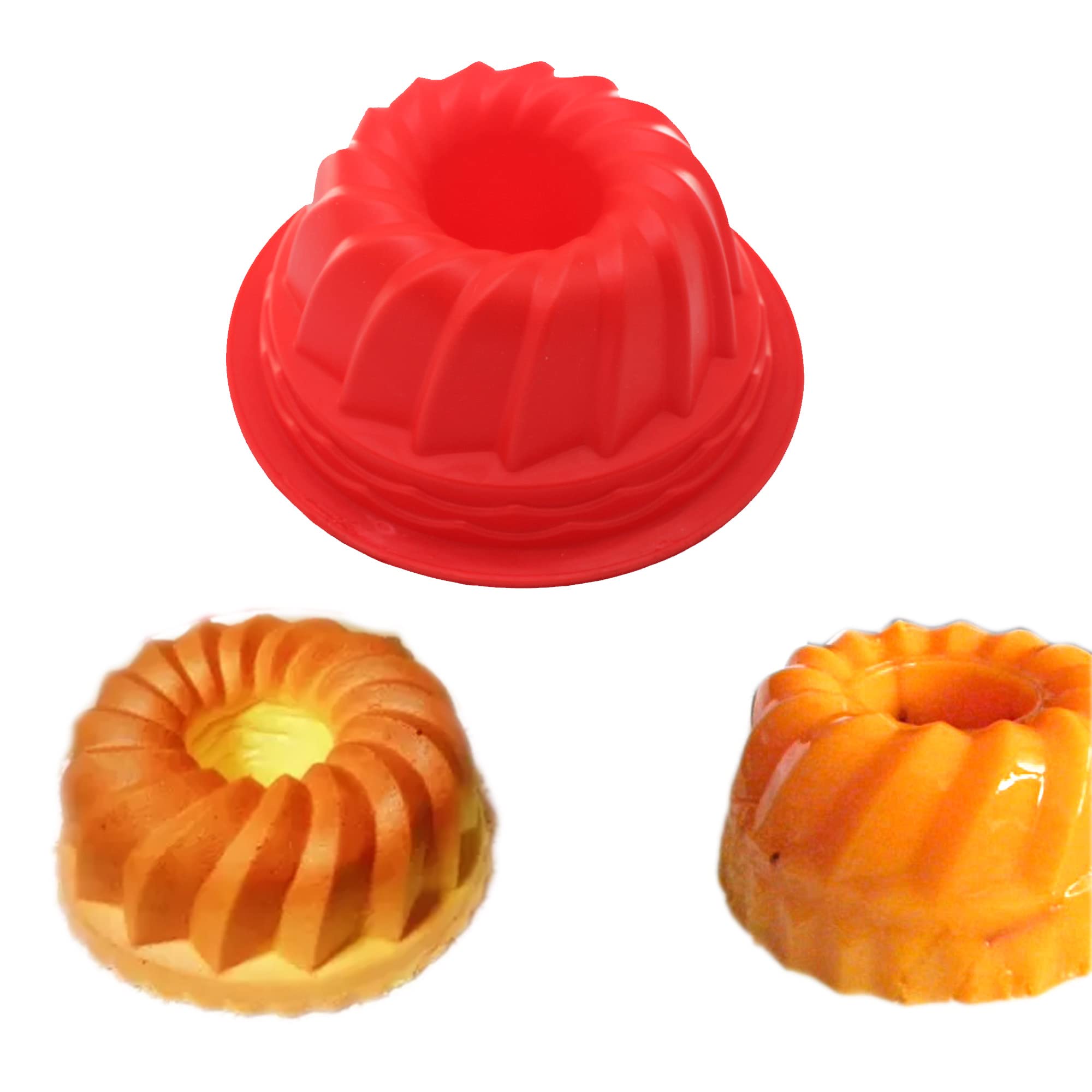 X-Haibei 5-Inch Small Fluted Round Cake Pan Jello Pudding Chocolate Baking Silicone Soap Mold