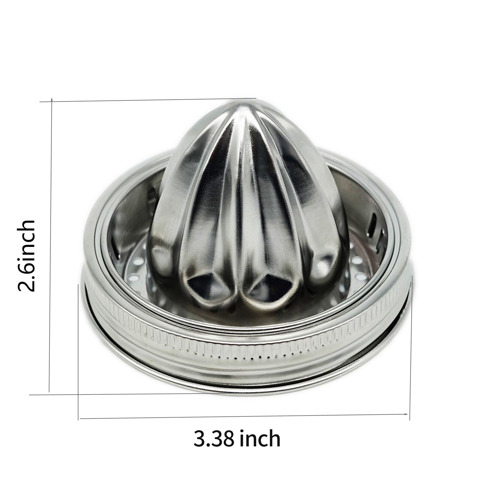 Easy Use Hand Fresh Juicer Lid For 3.38 Inch Wide Mouth Mason Jar.Hand Squeezer Top For Citrus Lemon Orange 304 Stainless Steel.