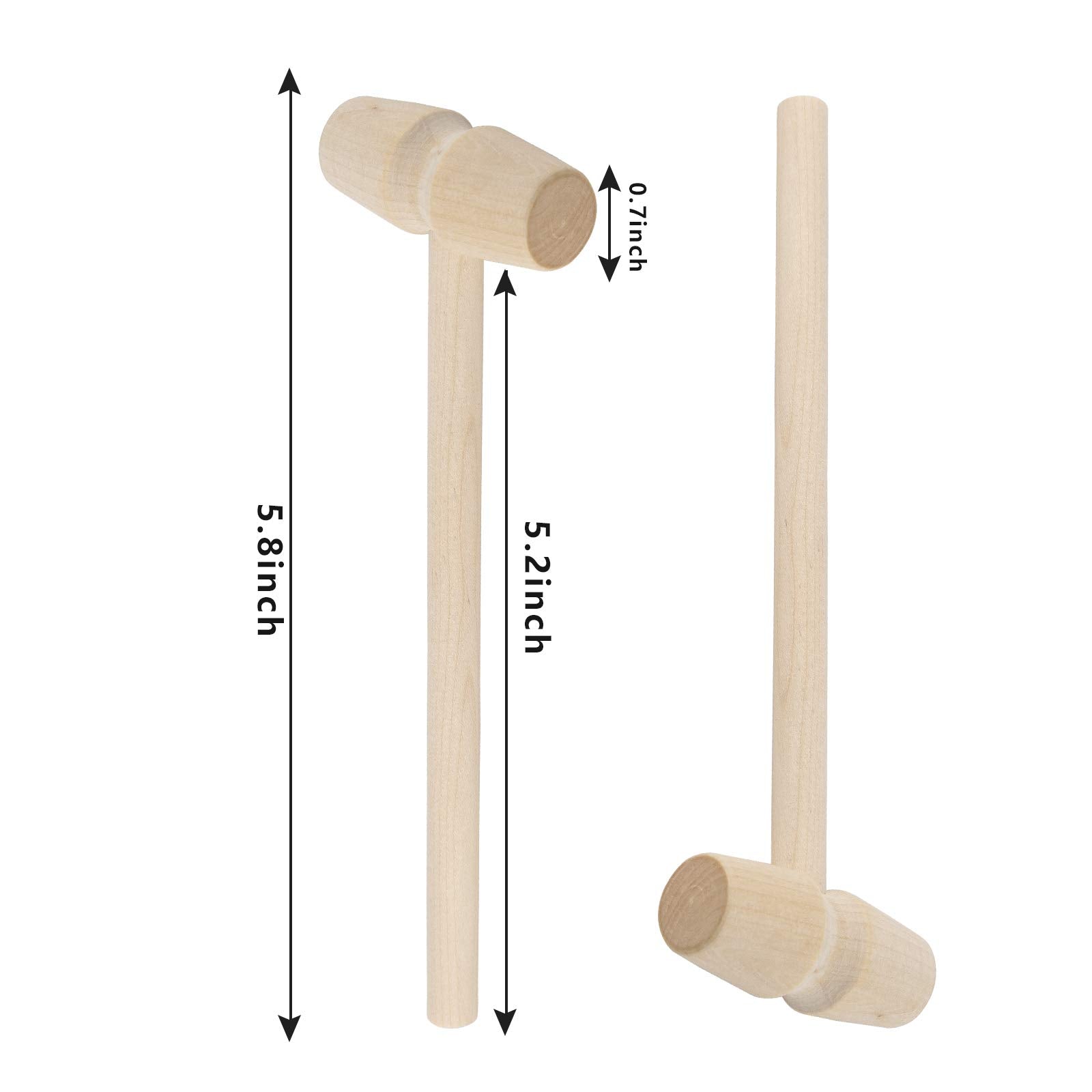 Toymis 10Pcs Wooden Crab Mallets Seafood Shellfish Hammers Dessert Making Mallet For Cracking Chocolate Seafood Shell, Small Woo