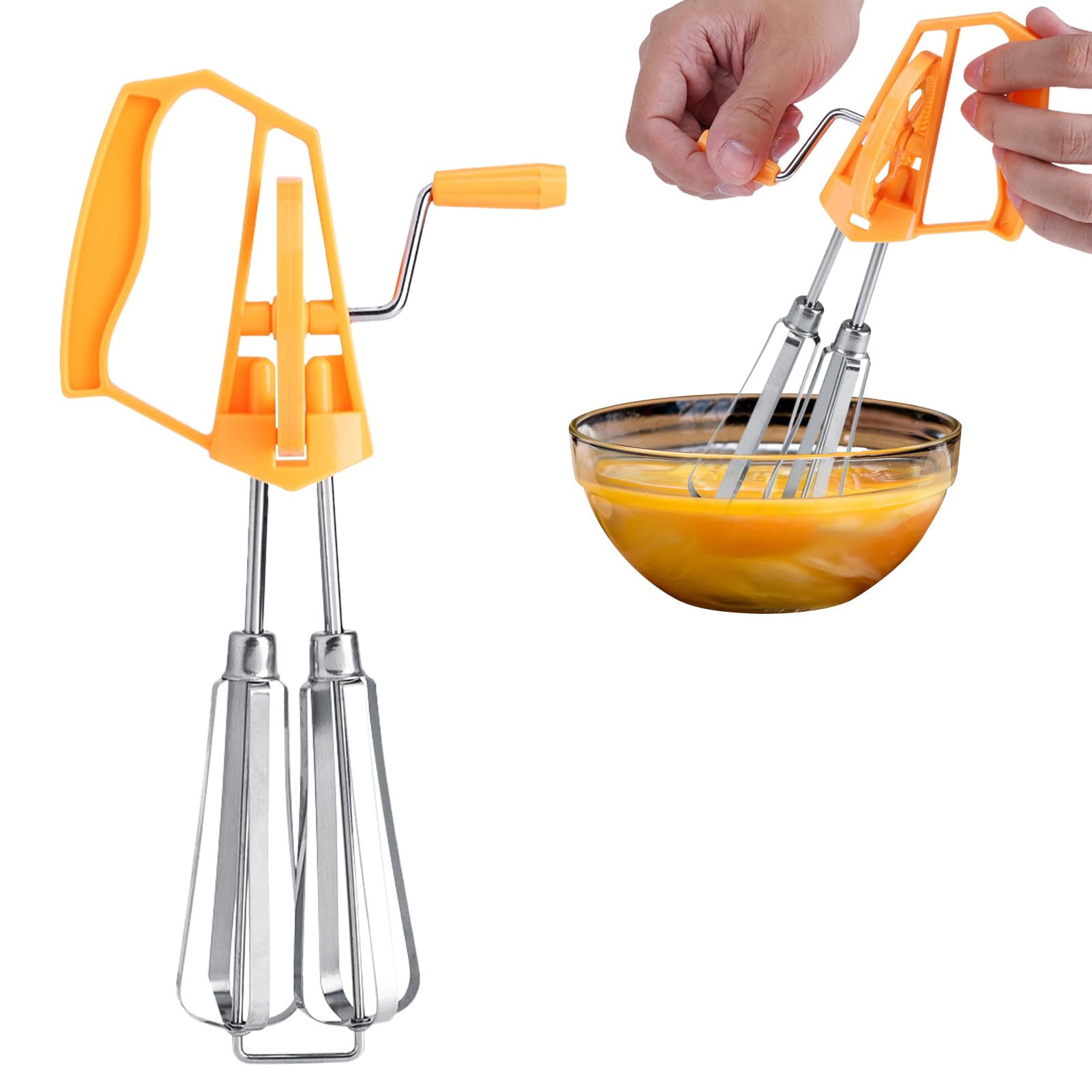 Stainless Steel Egg Whisk, Rotary Hand Crank Whisk Blender, Versatile Tool For Egg Beater, Milk Frother, Hand Push Mixer Stirrer