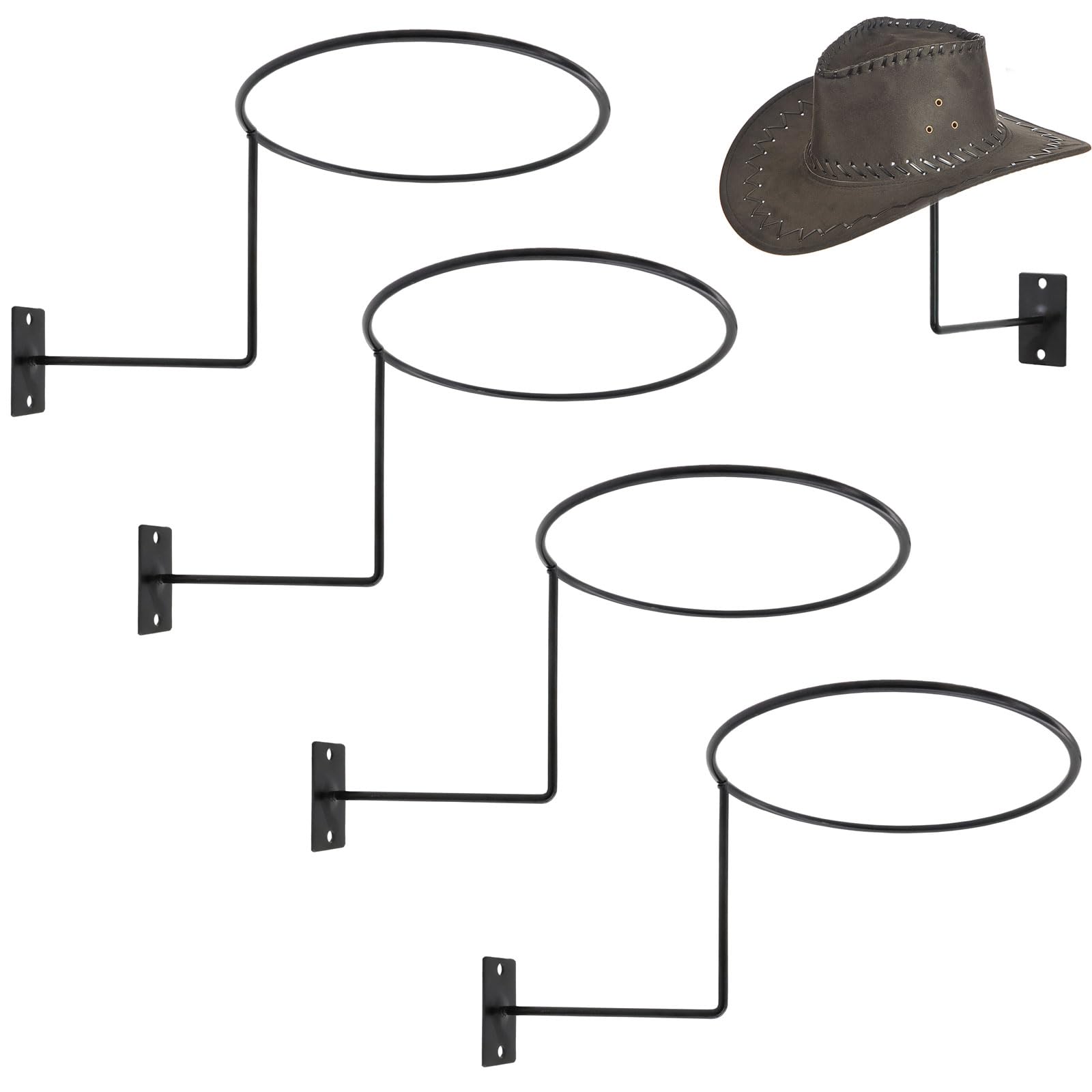 Ticikim Pack Of 4 Metal Hat Holder Wall Mounted Cowboy Hat Rack Hat Hanger For Wall Display, Cowboy Hat Holder Organizer Multifu