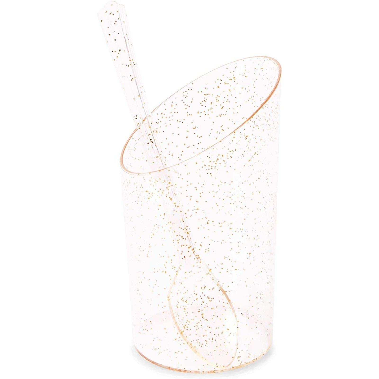 Sparkle And Bash 120 Pieces Of Gold Glitter Mini Dessert Cups With Spoons, Plastic Disposable Dessert Cups 3Oz For Parfait, Shoo