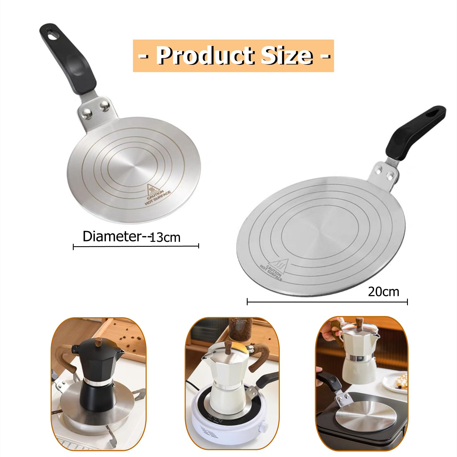 Gocoffun Heat Diffuser Plate,13Cm Stainless Steel Gas Stove Diffuser Plate, Cooktop Heat Diffuser Cooking Induction Adapter For
