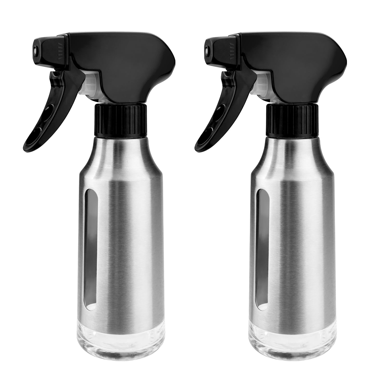FJZPCHZ 2Pack Stainless Steel Oil Spray Bottles, 180ml Olive Oil Mister for Cooking, BBQ, Salad, Baking & Kitchen