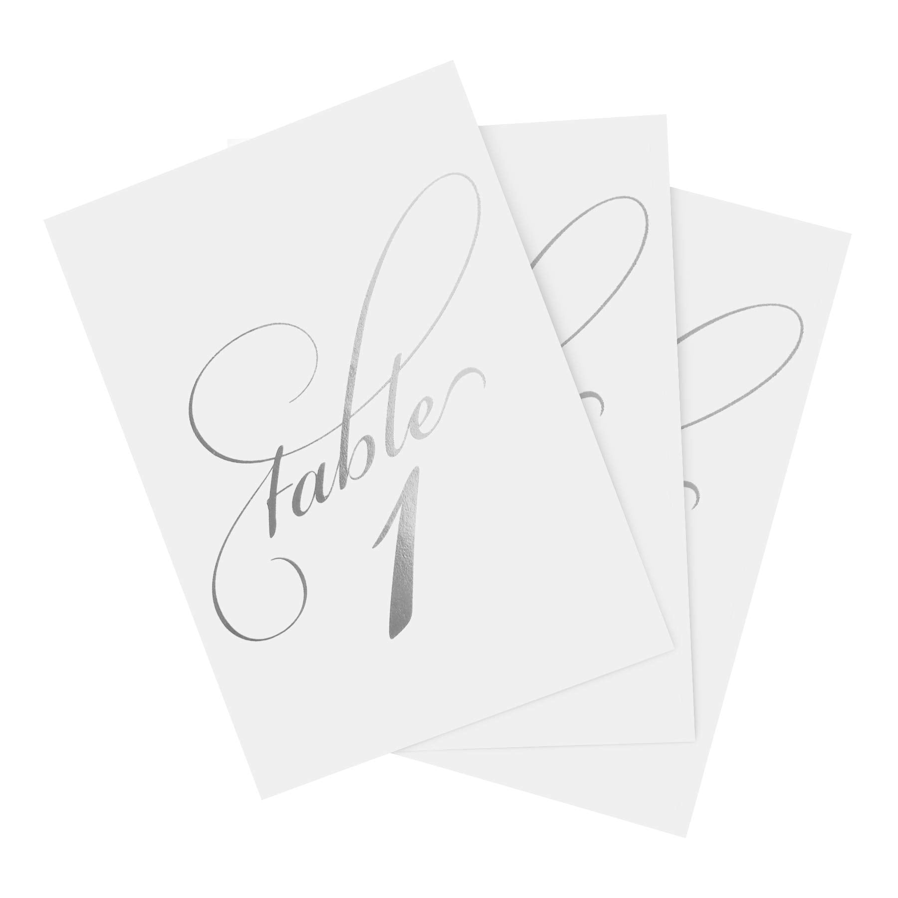 Bliss Collections Silver Foil Wedding Table Numbers, Double Sided 4X6 Calligraphy Design, Numbers 1-40 And Head Table Card Inclu
