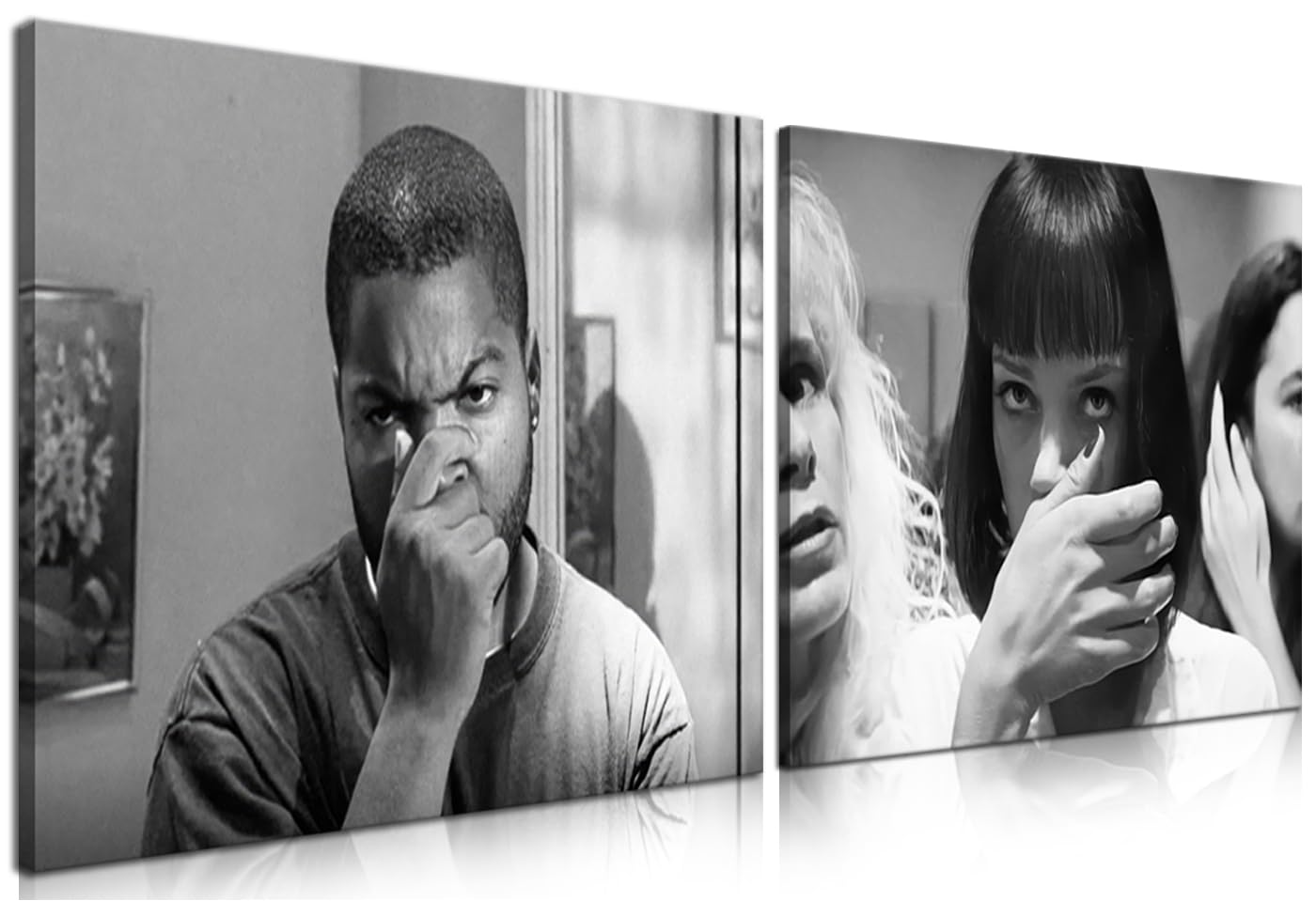 Funny Bathroom Decor Wall Art For Room Aesthetics Set Of 2 - Black And White Wall Art Comedy Movies Posters Scenes Canvas Prints