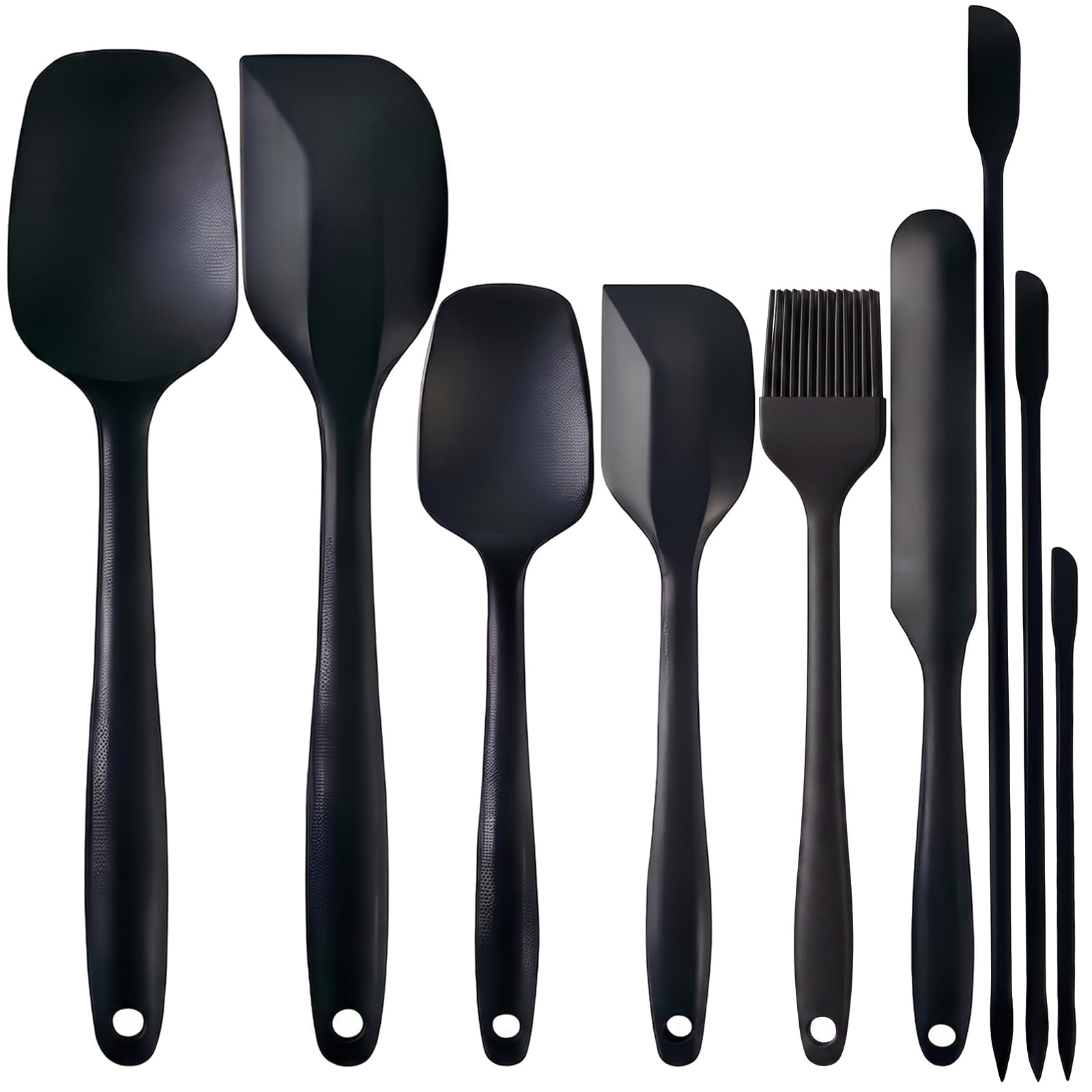 Silicone Spatula Set 9Pcs, Heat Resistant 572F, FoodGrade Silicone, BPAFree for Baking, Cooking & Mixing, NonStick, Dishwashe