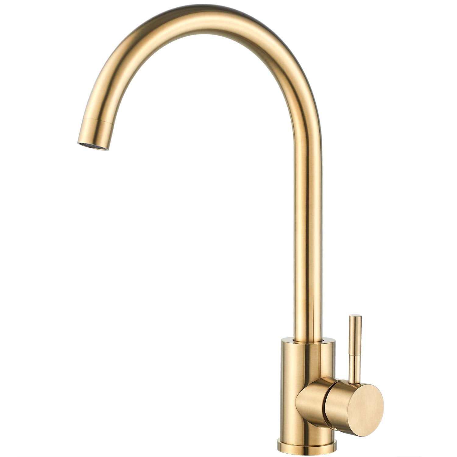 Kohonby Single Handle High Arc Brushed Gold Kitchen Faucet Stainless Steel Commercial Single Hole Kitchen Sink Faucet,Modern One