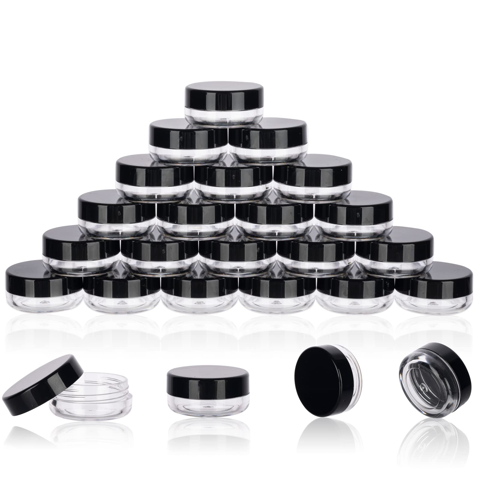3 Gram Sample Containers With Lids, 25 Count Tiny Sample Jars, Empty Lip Balm Containers, Mini Cosmetic Containers With Lids, Ma