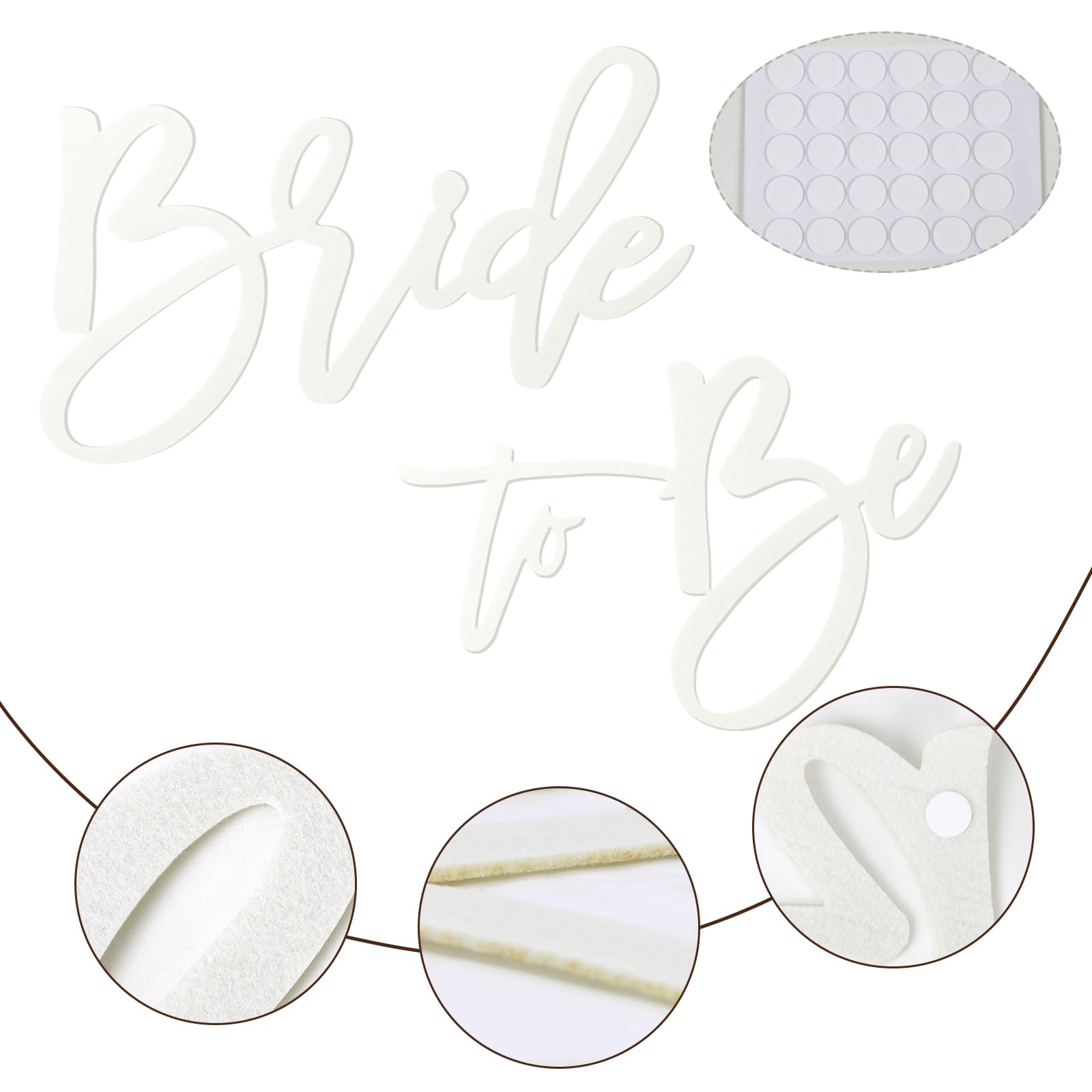 MASTRON Bride to Be Sign - White Felt Letters Bridal Shower Sign for Backdrop Bride to Be Sign Letters for Balloon Arch Photo Pr