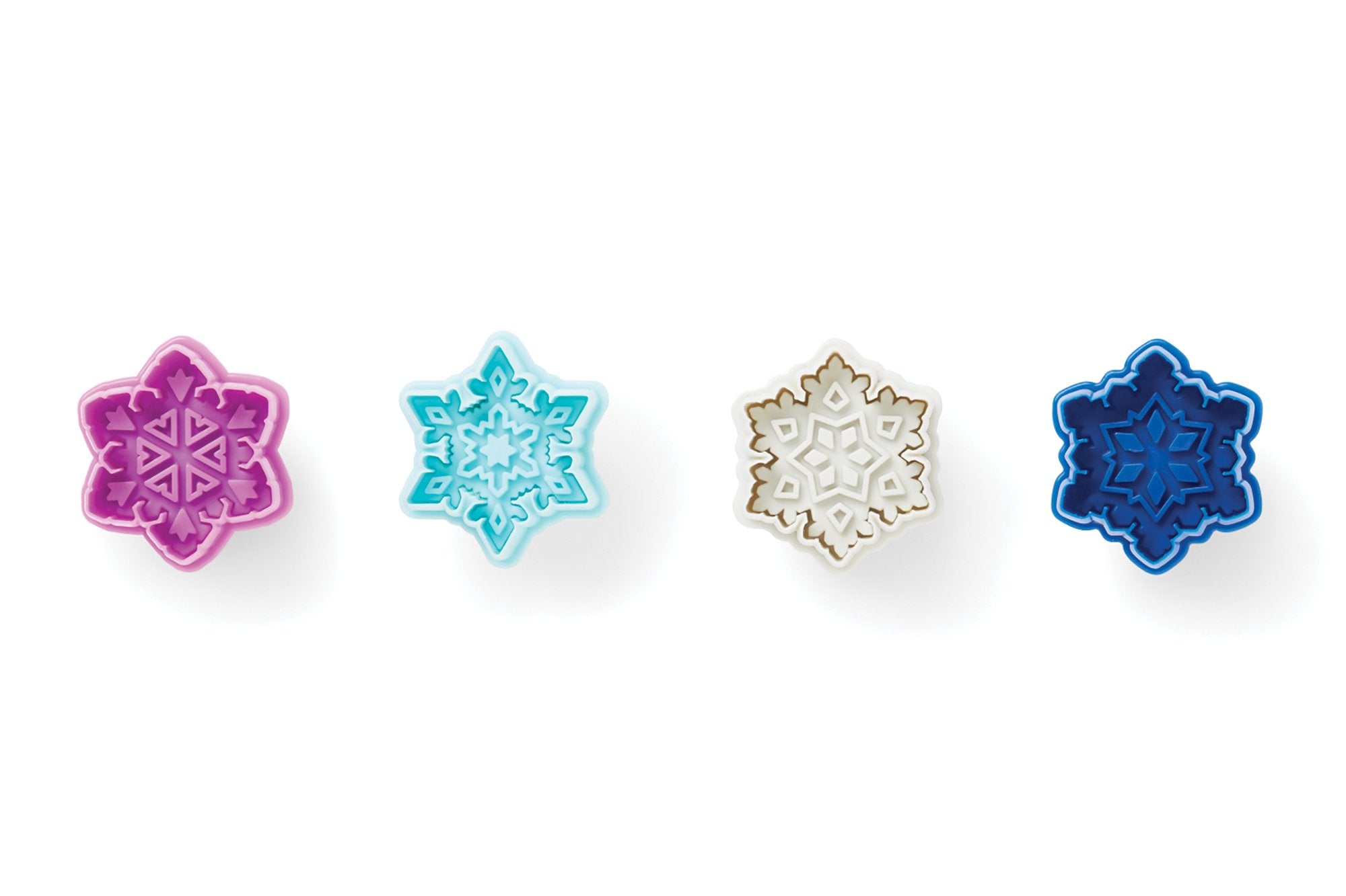 Fox Run Intricate Assorted Winter Snowflake Pastry/Cookie/Pie/Fondant 2'' Stamper And Cutters 2'', Set Of 4, Multi-Color