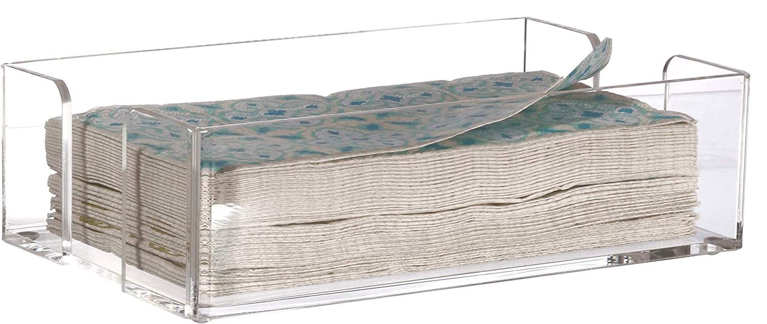 Cq Acrylic Guest Towel Napkin Holder,9''X 5.5'' Clear Dinner Napkins Holder, Hand Towels Holder For Bathroom, Guest Towels Stora
