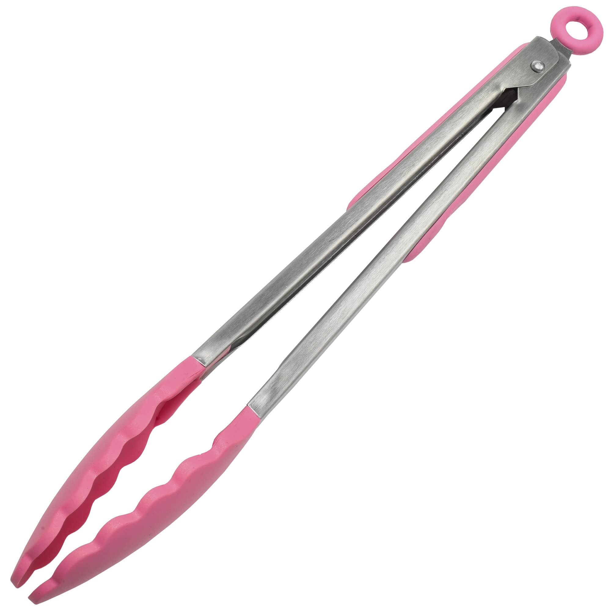 Chef Craft Premium Silicone Cooking Tongs, 12 Inch, Pink