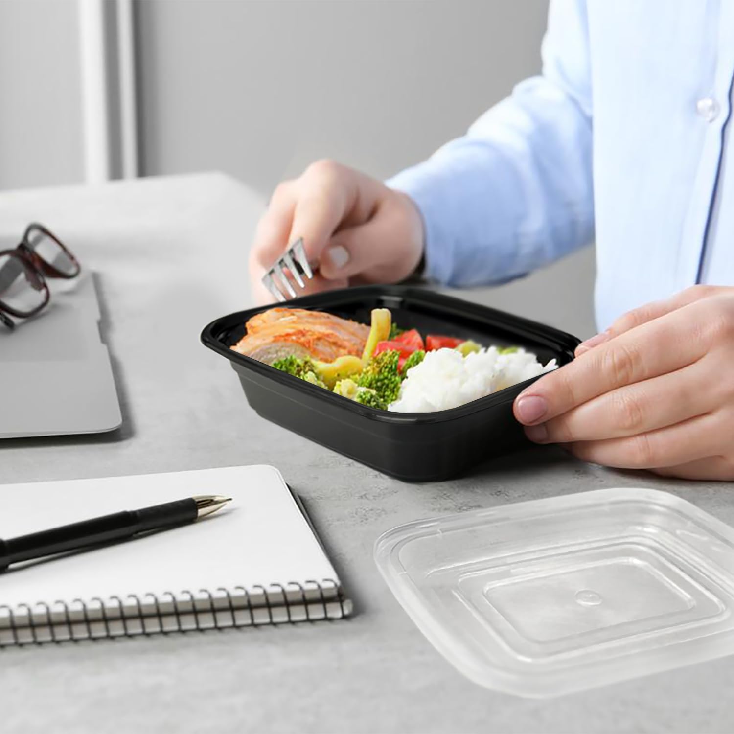 Comfy Package [12 Oz -50 Pack - 1 Compartment Reusable Meal Prep Containers - Microwaveable, Dishwasher And Freezer Safe, Bpa-Fr