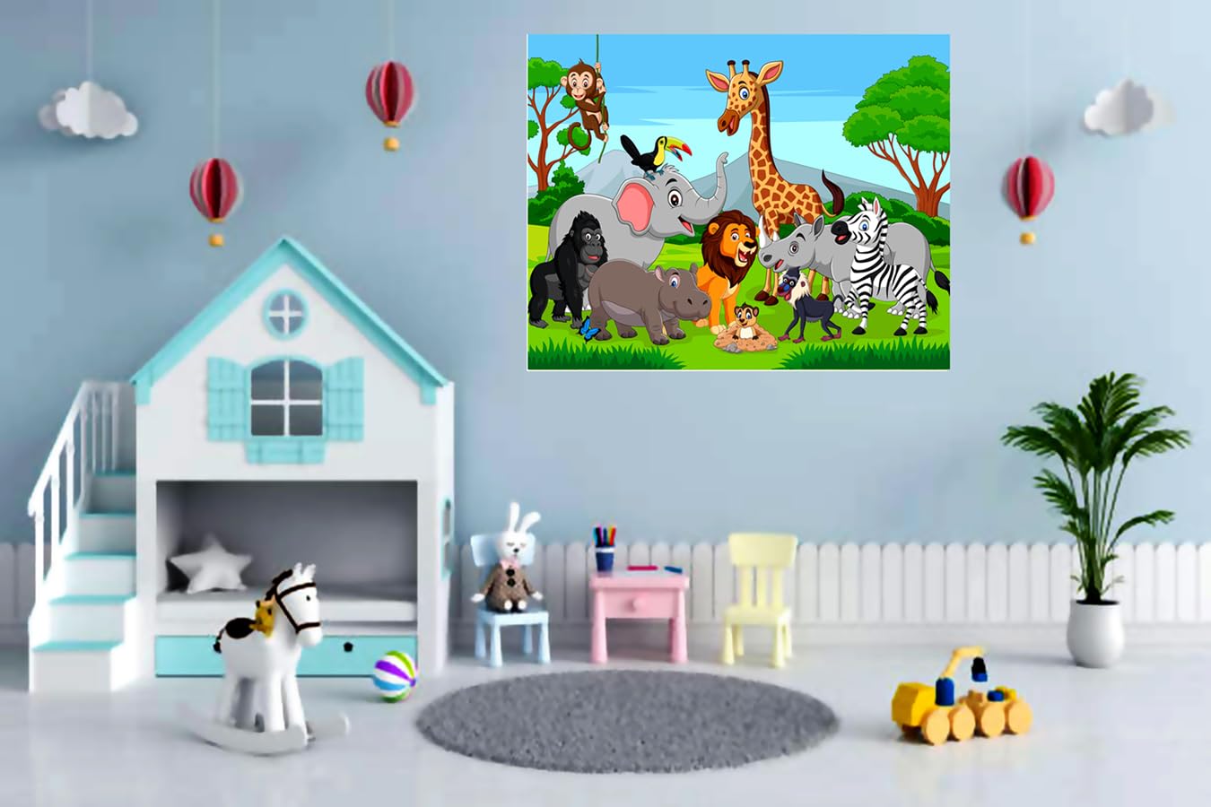 My D Square Cartoon Poster, Beautiful Animals Wall Paper For Kids School Living Room Bedroom Size 60 X 90 Cm Self Adhesive Vinyl