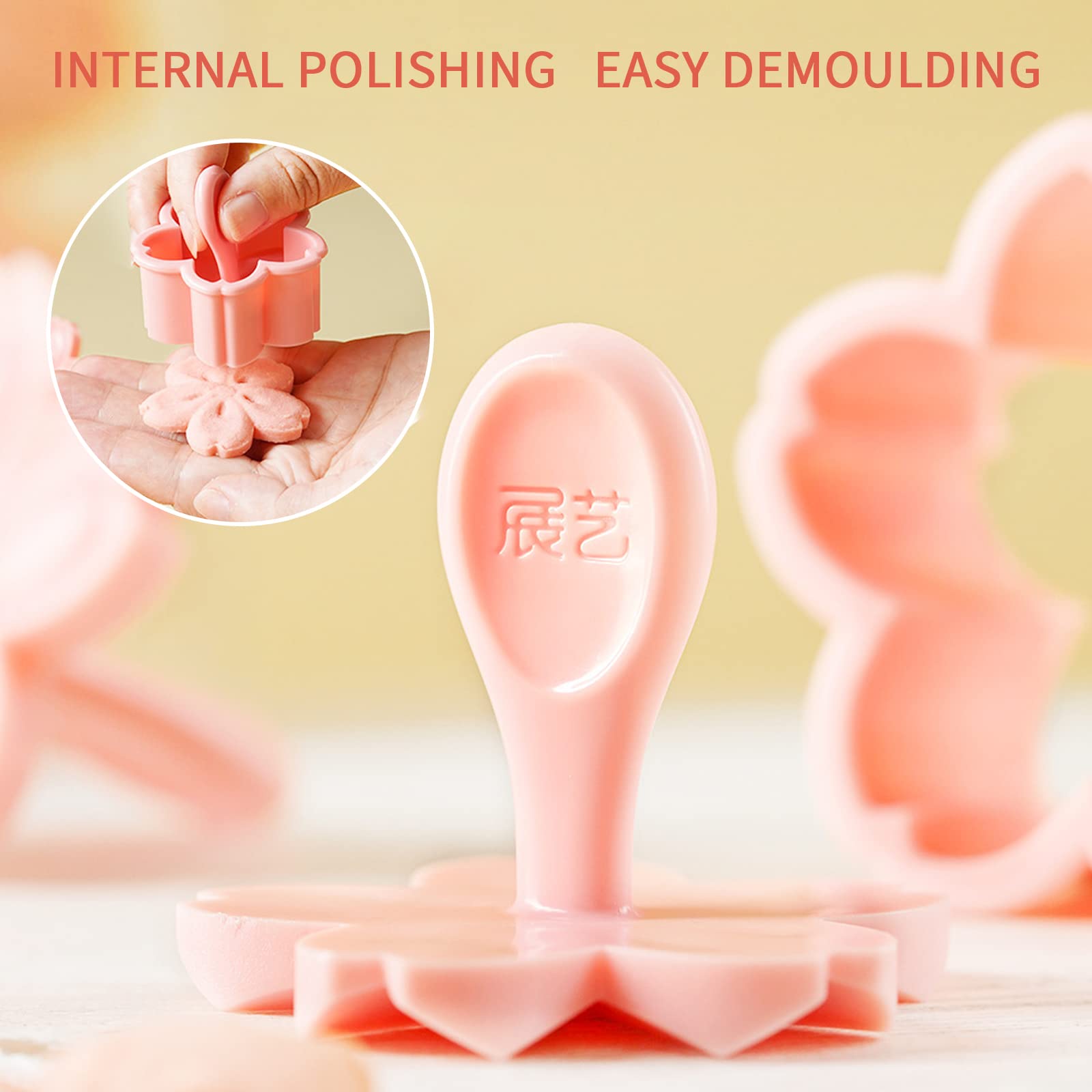 5Pcs/Set Cookie Mold Stampers Cherry Blossom Pastry/Fondant Cutters Flower-Shape Hand Pressure Pastry Mould For Sakula Cookies,