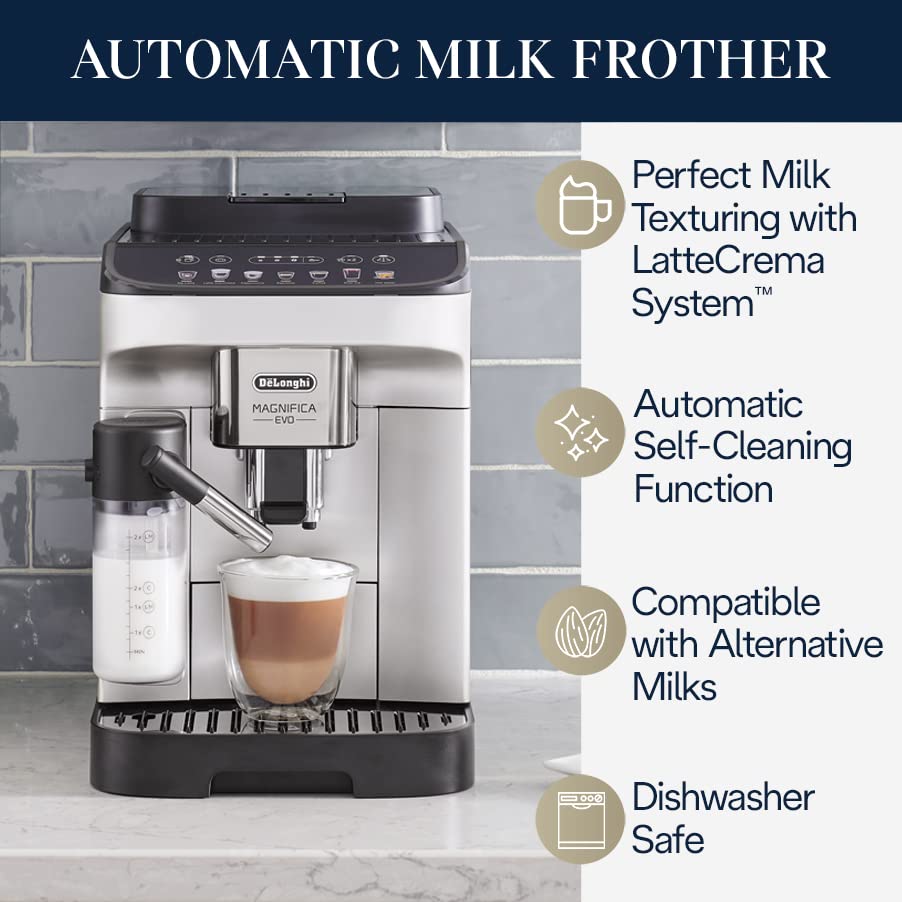 De'Longhi Magnifica Evo With Lattecrema System, Fully Automatic Machine Bean To Cup Espresso Cappuccino And Iced Coffee Maker, C