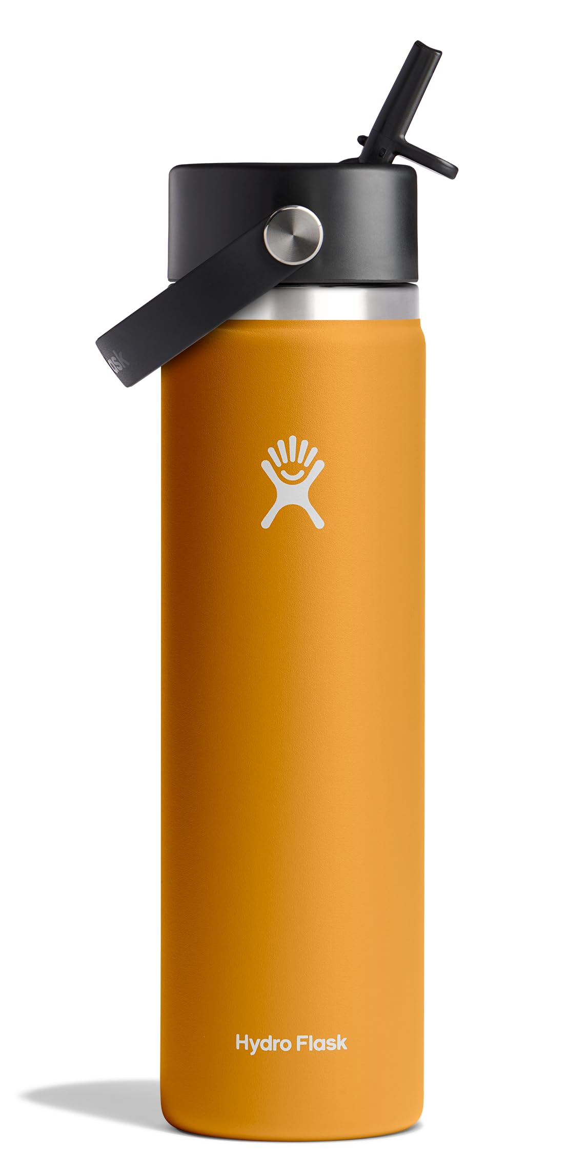 Hydro Flask Water Bottle - Insulated Stainless Steel - Wide Straw Lid, Non Spill, Leakproof in 24 Oz Fossil Brown