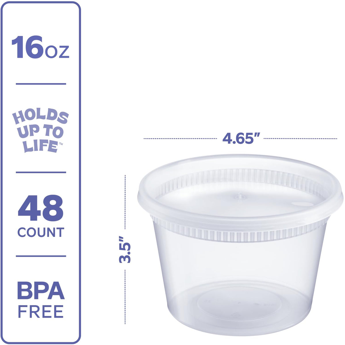 Comfy Package [48 Sets] 16 oz. Plastic Deli Food Storage Containers Wi ...