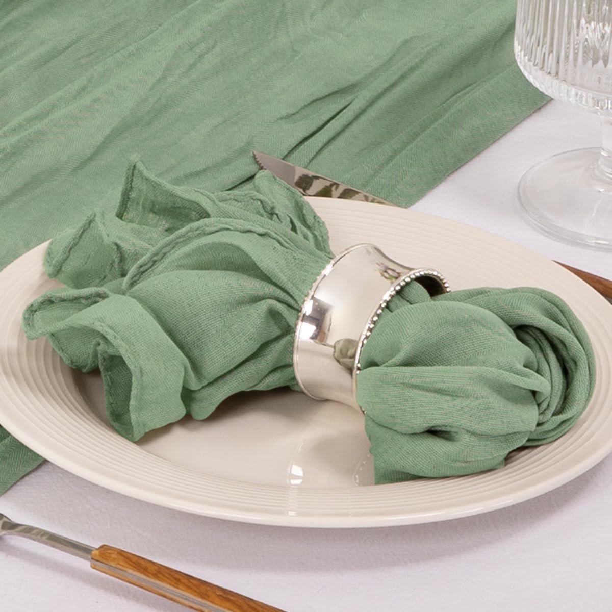 Mlmc St. Patrick'S Day Cheese Cloth Napkins Set Of 10 Sage Green Napkins Gauze Cheesecloth Napkins 21''X21'' Rustic Reusable Nap