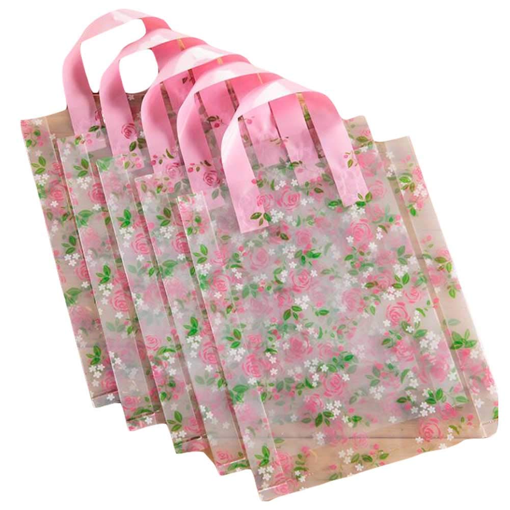 Panda Legends Transparent Rose - 50 Pieces Plastic Shopping Bags Gift Bag Boutique Tote Bags