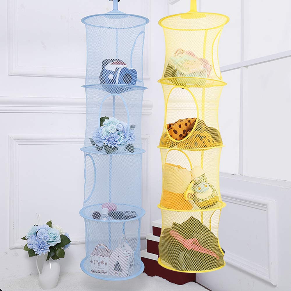 Chezmax Hanging Mesh Storage Organizer Foldable Space Saver Bags Toy Storage Basket For Kids Room Bathroom Wardrobe Wall Balcony