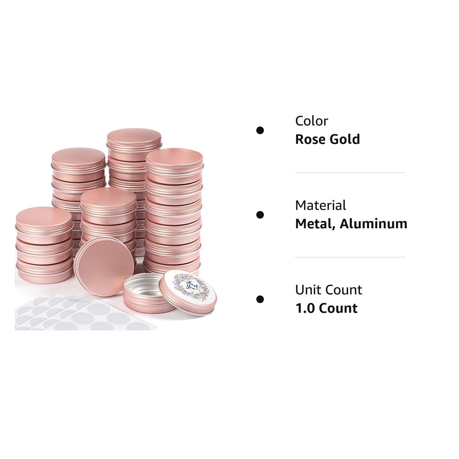 Patelai 2 Oz 120 Pcs Metal Round Tins Aluminum Tin Cans Salve Tins Containers With Screw Lid 20 Sheets Stickers For Salve Spice