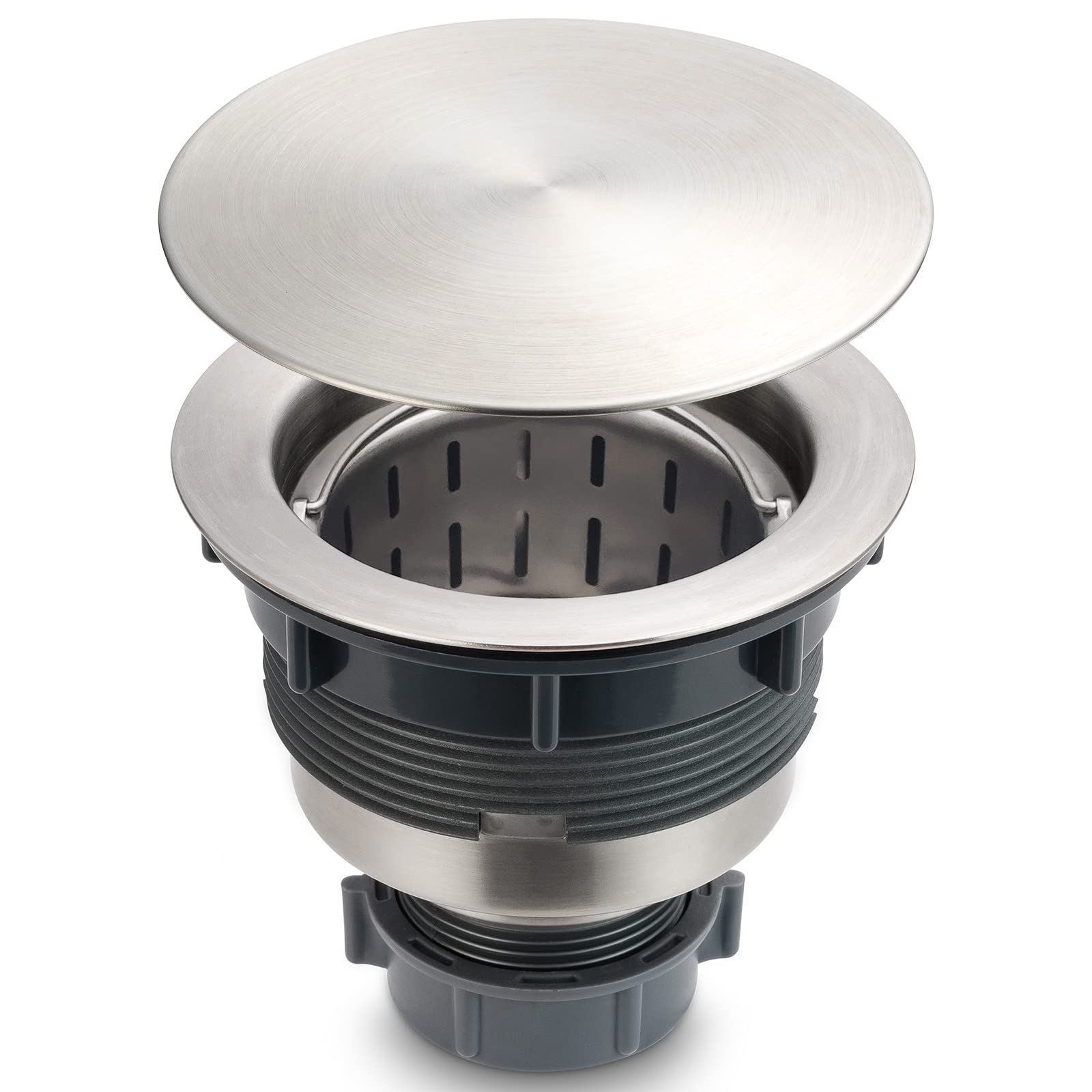 Gzila 3.5'' Kitchen Sink Drain Strainer Assembly Kit With Stopper Decor Flat Cover Lid, Removable Deep Waste Basket Replacement,