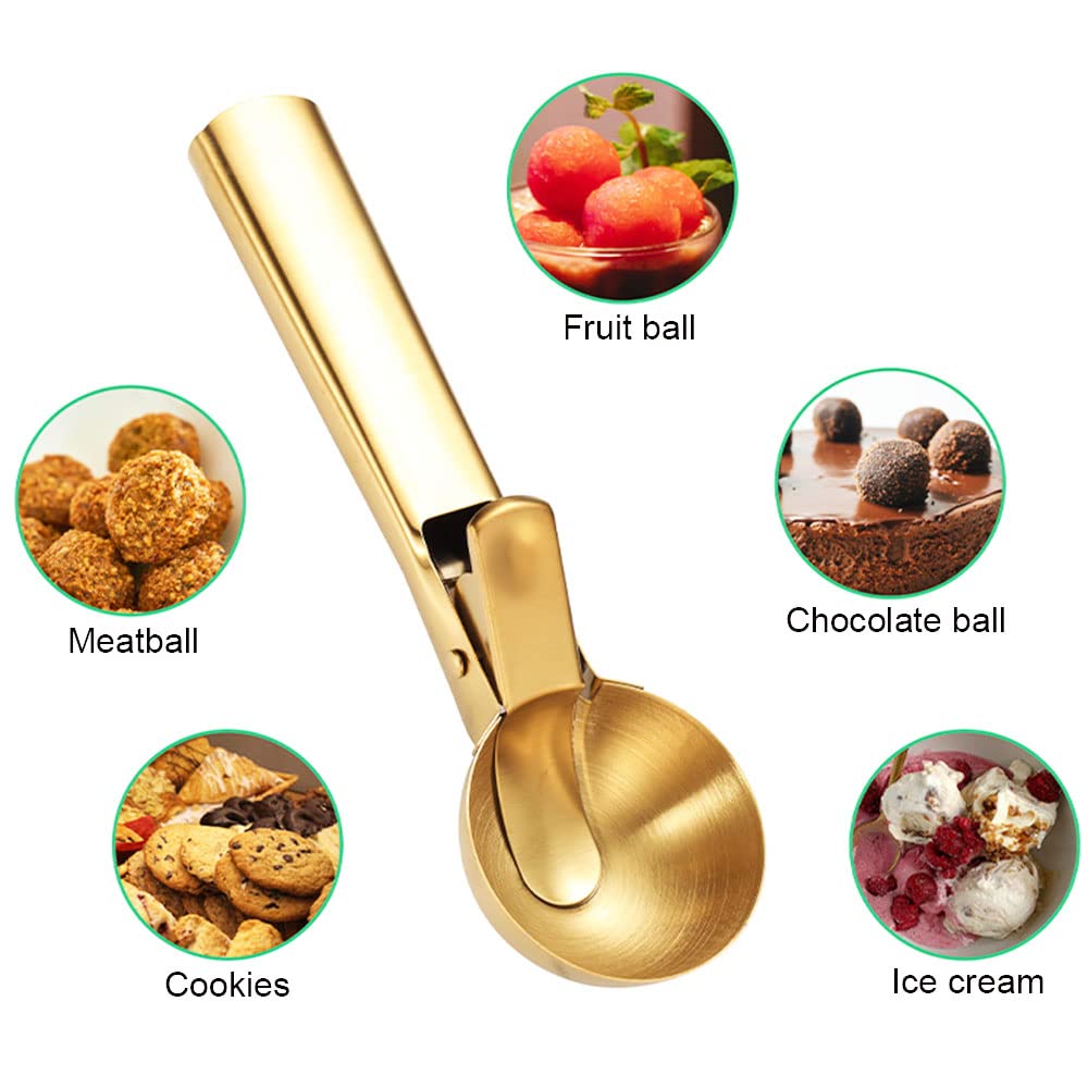 Ice Cream Scooper Stainless Steel, Cookie Scoopwith Trigger Heavy Duty Metal Icecream Scoop,Cookie Scoop Large Size Perfect For