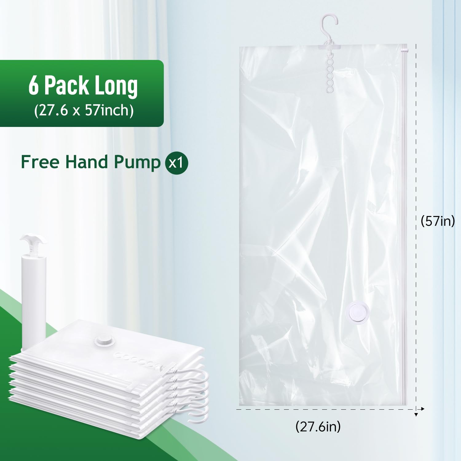 Hanging Vacuum Storage Bags For Clothes With Hand Pump,Coat Storage Bag Hanging,Vacuum Bags For Clothes,Space Saver Vacuum Stora