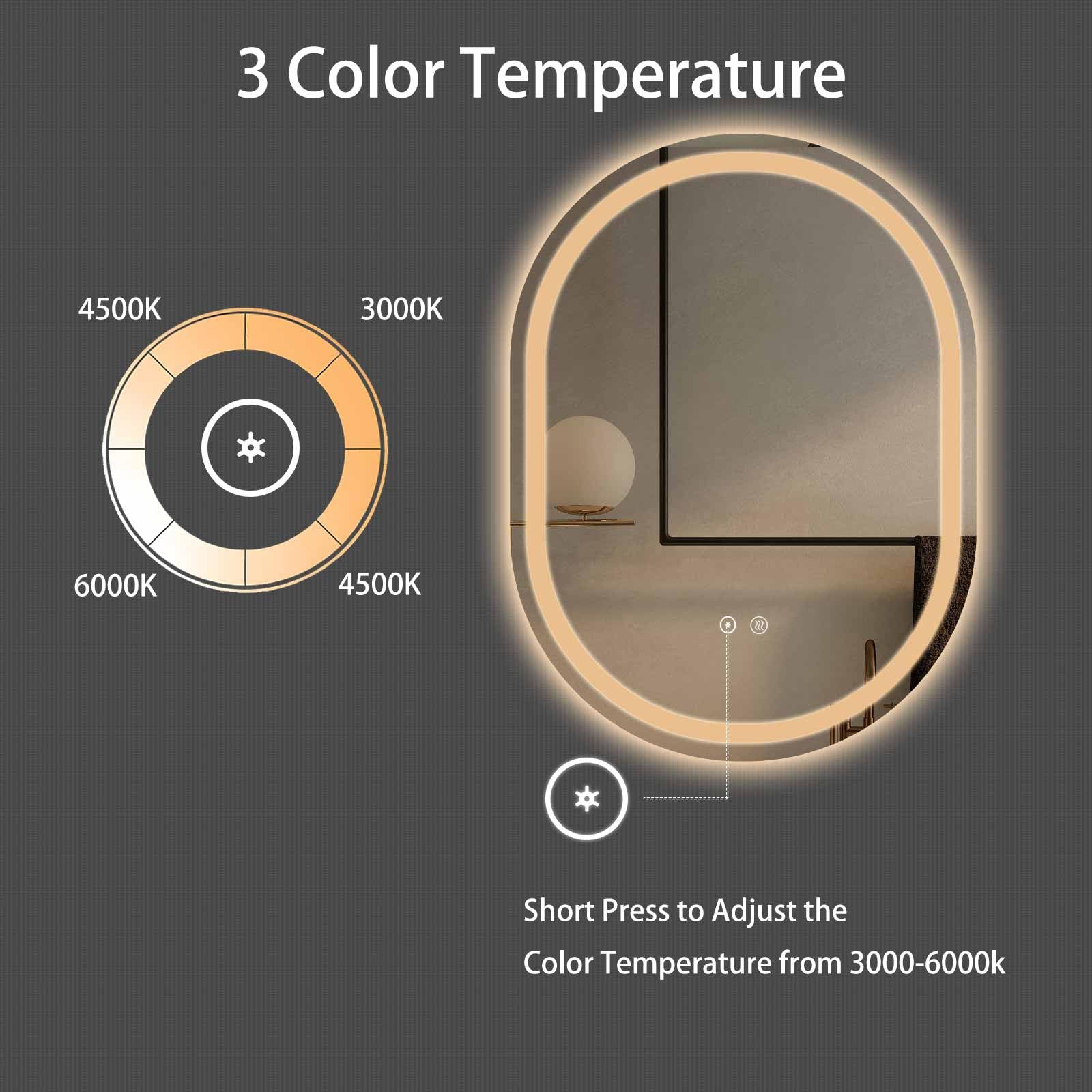 Elefloom Annular LED Bathroom Mirror  36x28 inch Wall Mounted Bathroom Mirror with Lights  Anti-Fog Dimmable 3 Colors CRI>90 Wall Mounted LED Mirror for Bathroom IP44 Waterproof