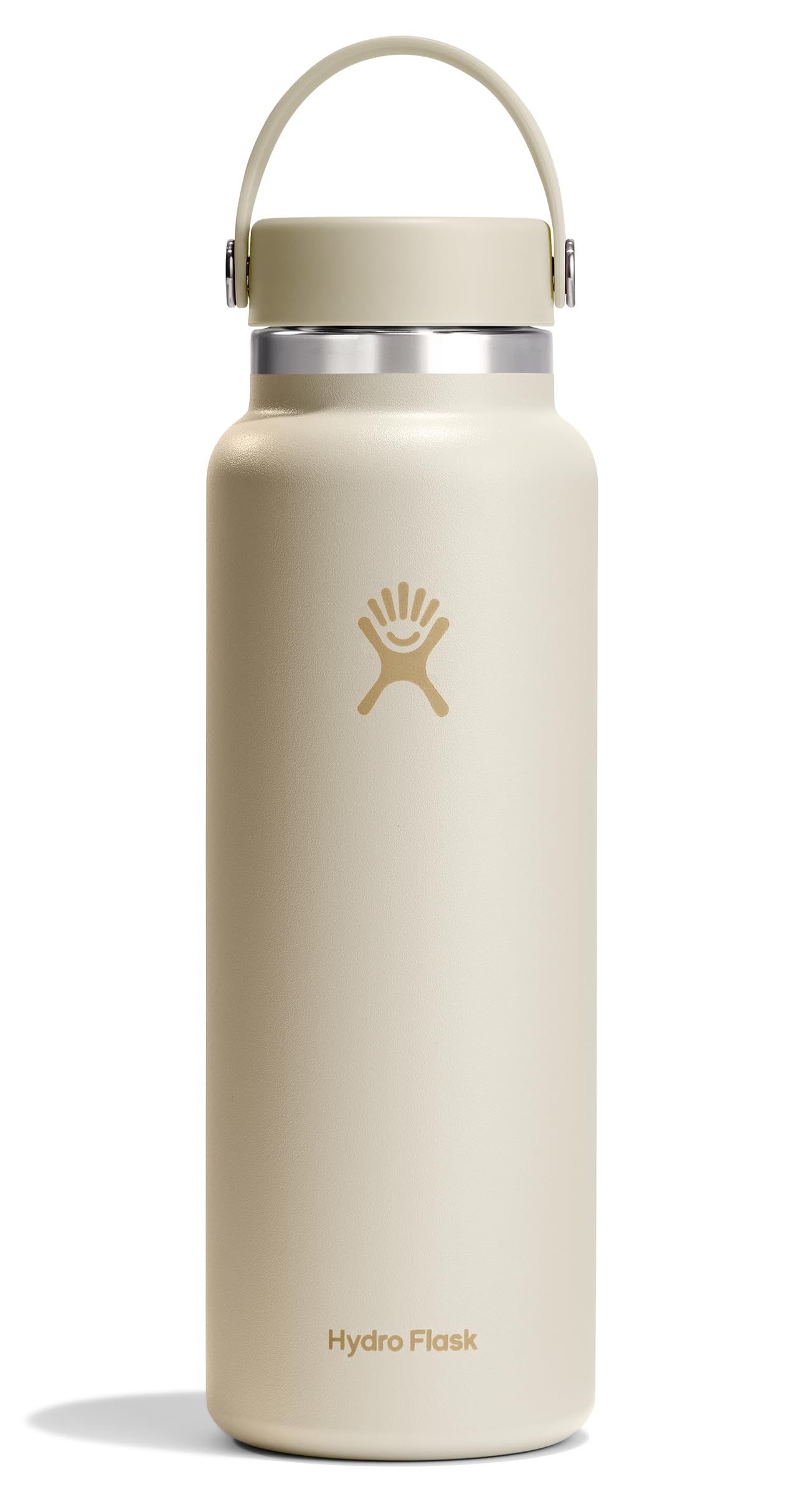 Hydro Flask Water Bottle - Insulated Stainless Steel - Wide Mouth Flex Lid, Non Spill, Leakproof and Refillable in 40 Oz Coconut