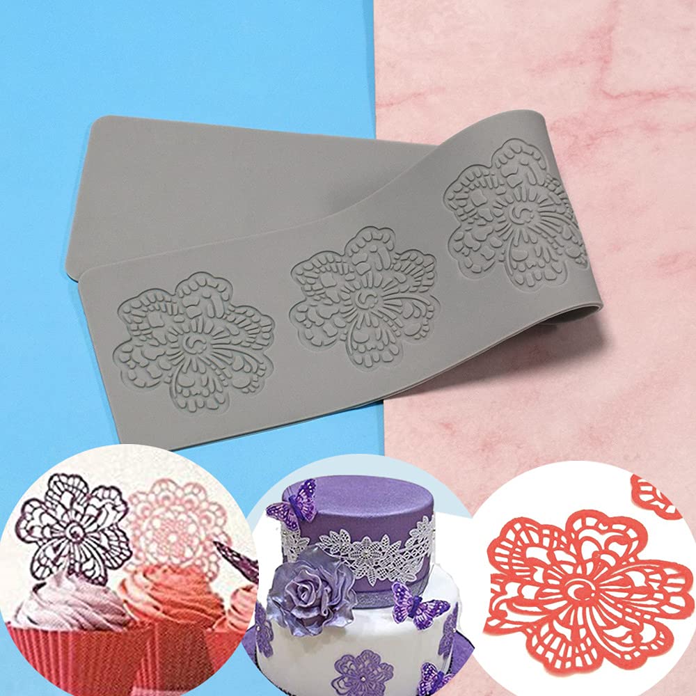 Cestony Lace Embossing Mat Texture Fondant Impression Mat Decorating Silicone Molds For Diy Cake Biscuit Cookies Sugar Pudding C