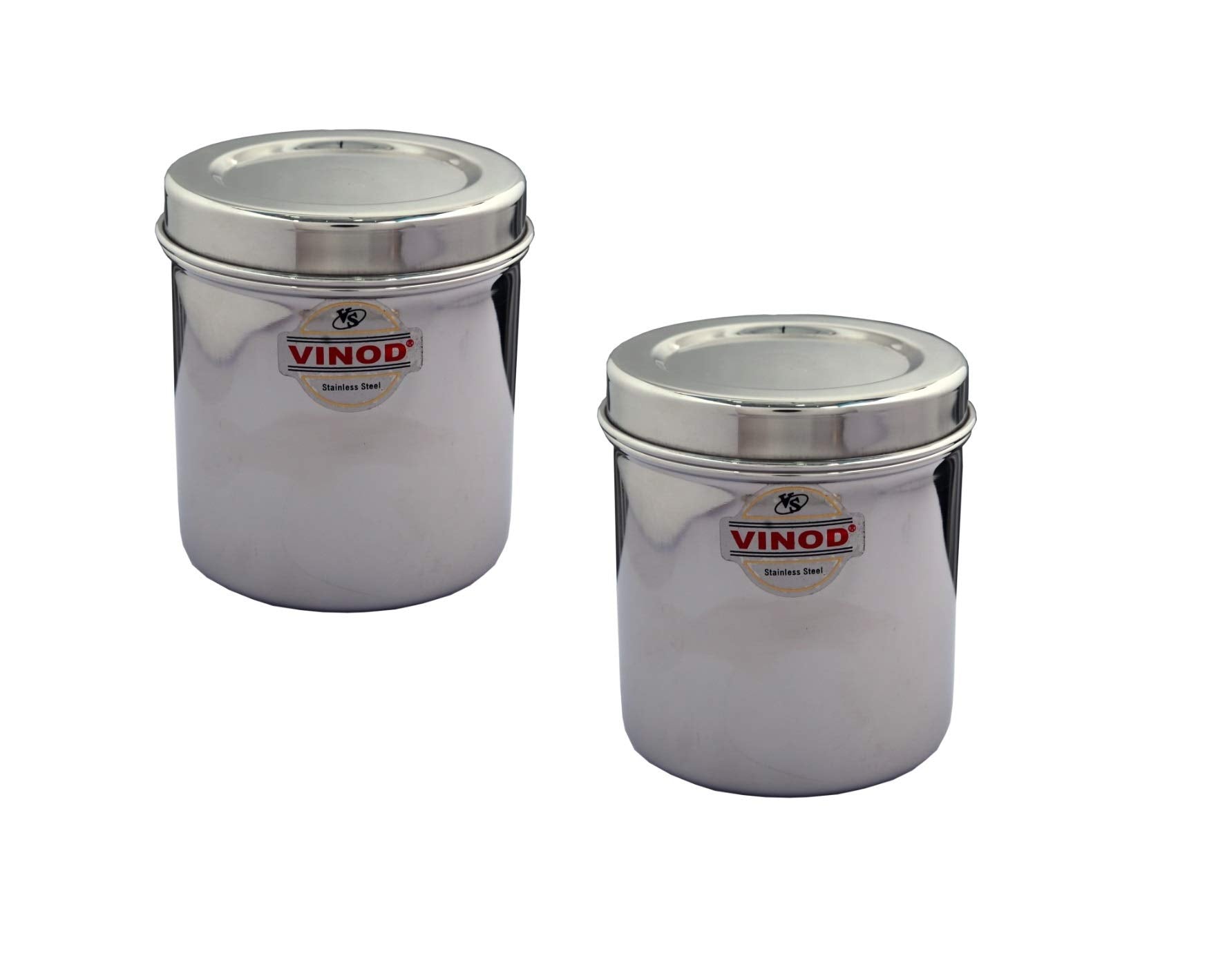 Vinod Stainless Steel Container With Lid (1 Litre, Silver) Pack Of 2