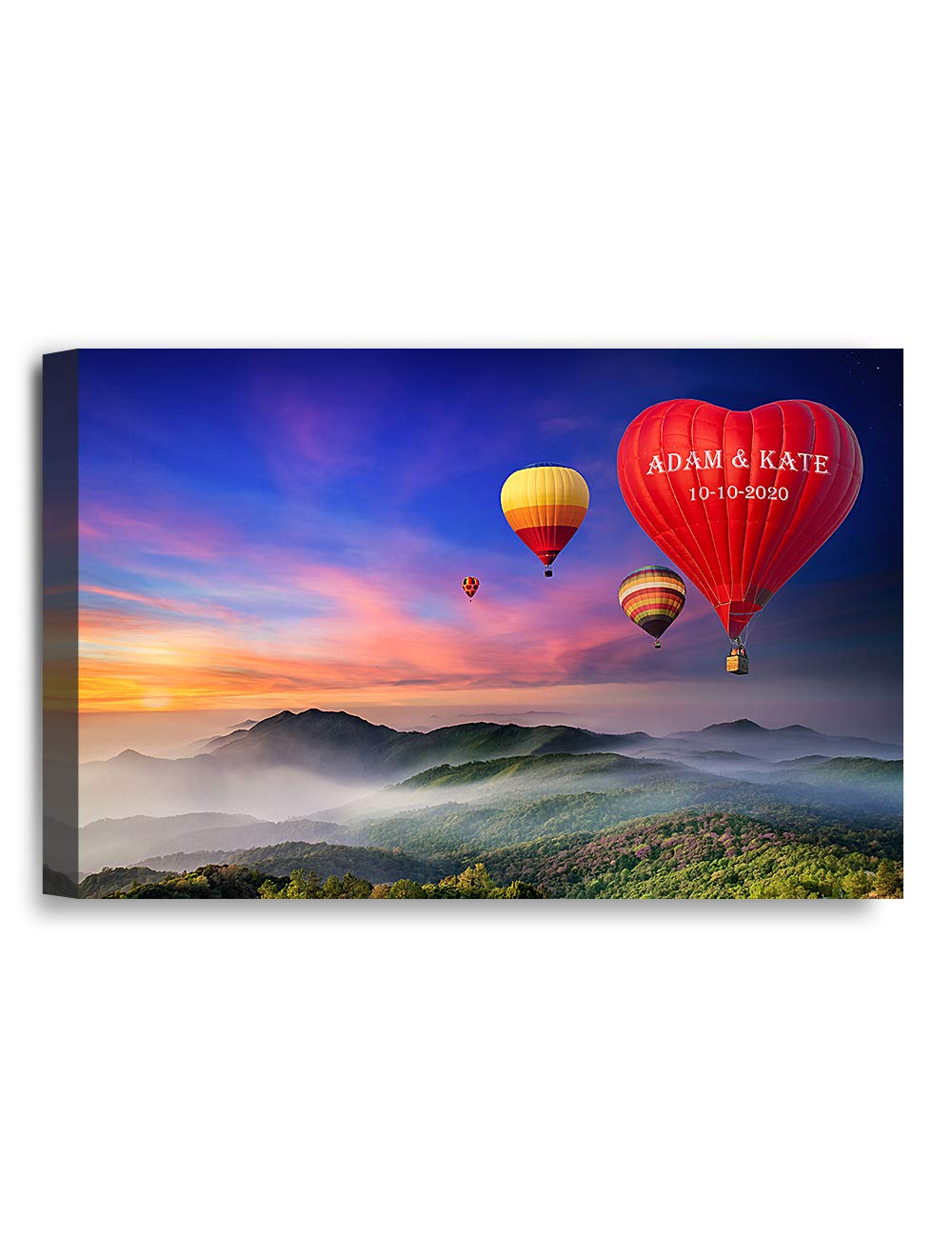 Ipic - Romance On High Personalized Wall Art With Names, Customized Gift For Couple, Customized Canvas For Wedding Anniversary.