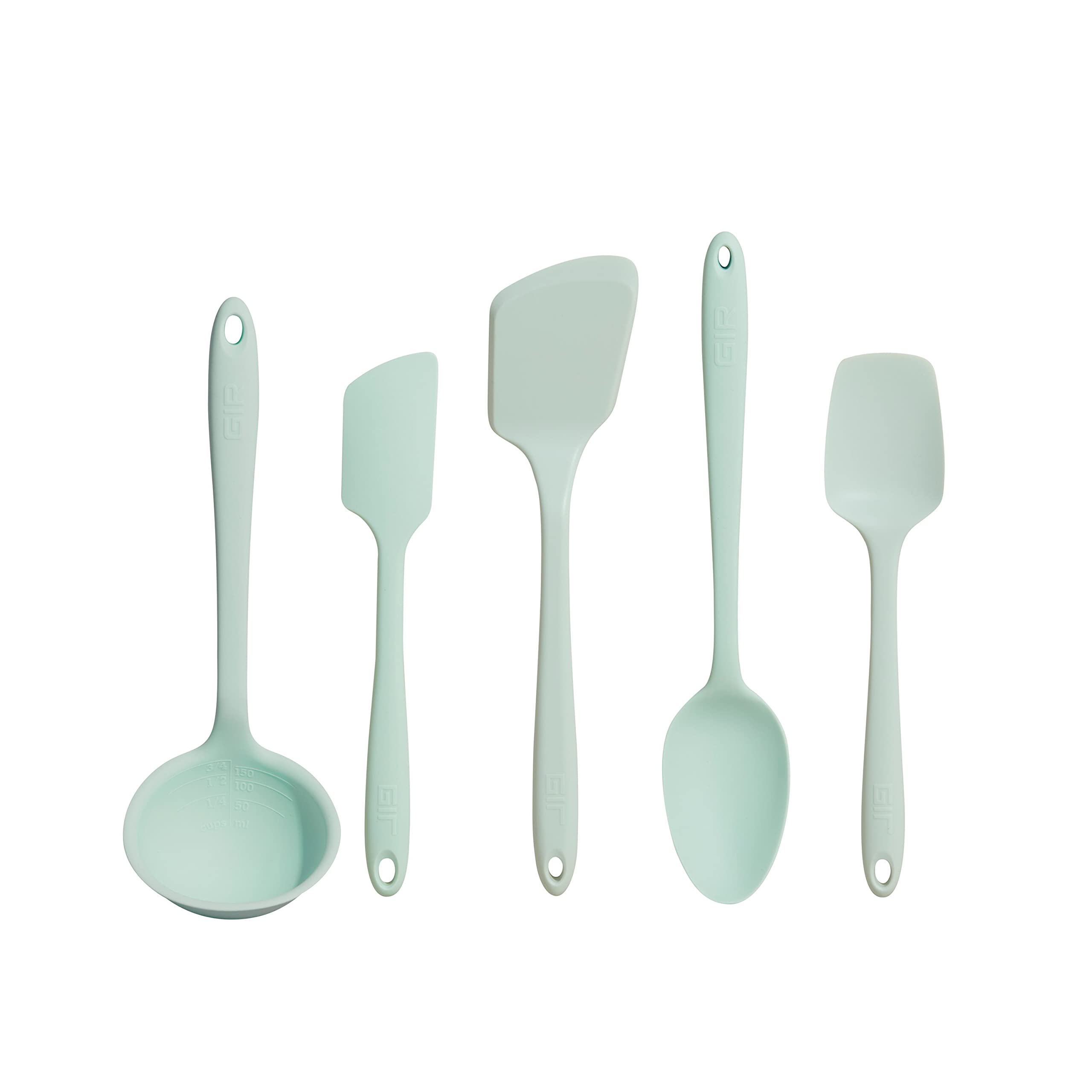 Gir: Get It Right - 5 Piece Silicone Utensil Set - Ladle, Spatula, Flip, Spoon & Spoonula - Non-Stick - Heat Resistant - Dishwas