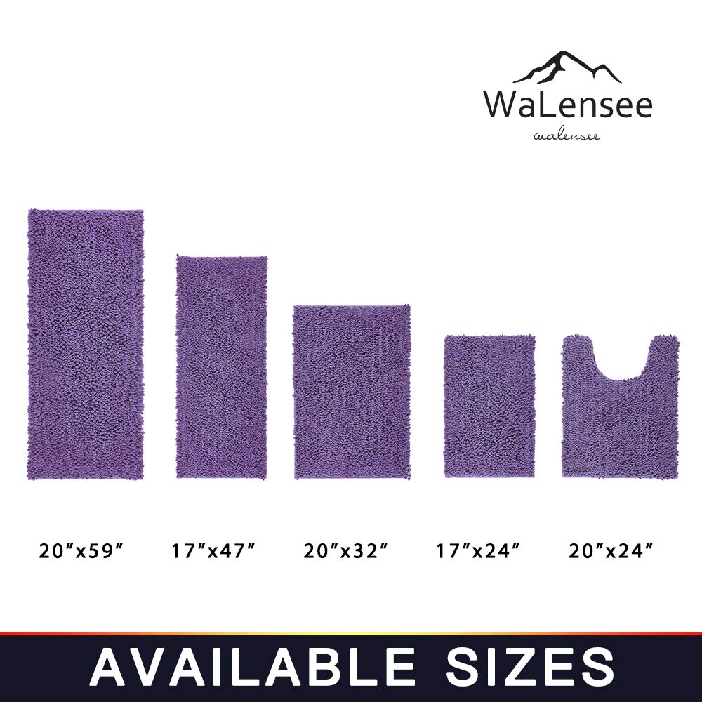 Walensee Bathroom Contour Rug Non Slip Toilet U Shaped Bath Mat (20X24, Lavender) Water Absorbent Super Soft Shaggy Chenille Mac