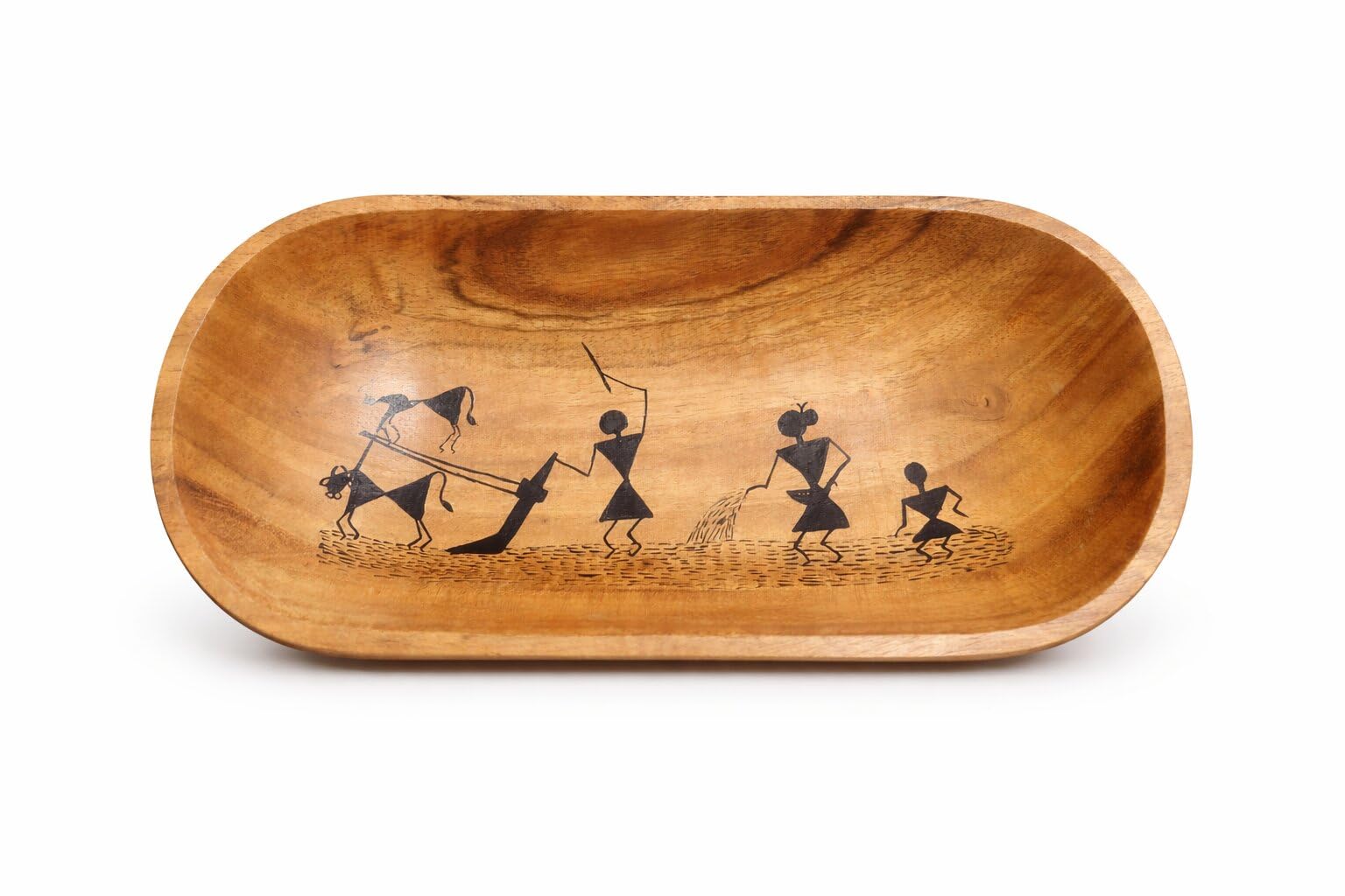 Auranest Decors Farming Theme Wooden Serving Tray For Tea & Snacks, Handcrafted Rustic Kitchen Tray For Dining Table Use, Decora