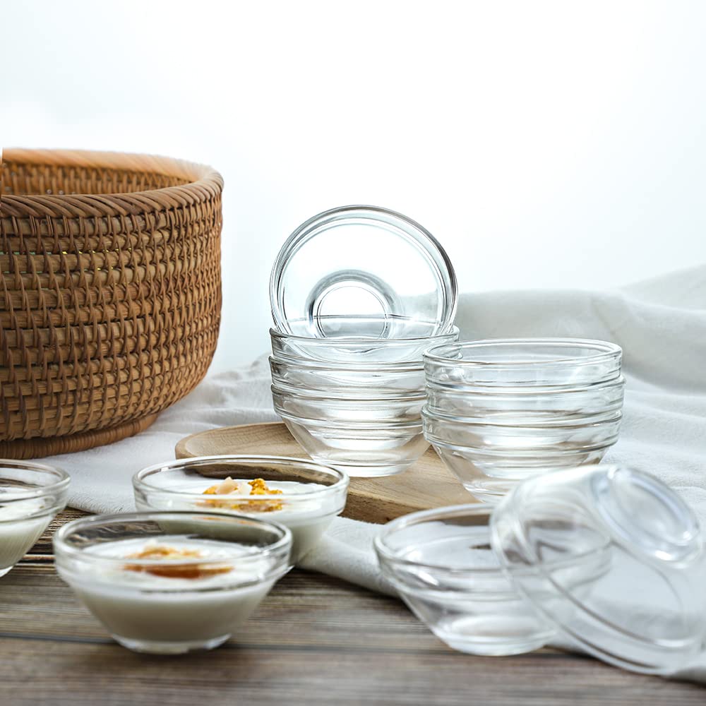 Jhnif 12Pcs Clear Glass Soy Sauce Dipping Bowls Side Dishes For Snack Sushi Fruit Appetizer Dessert. 3 Inch