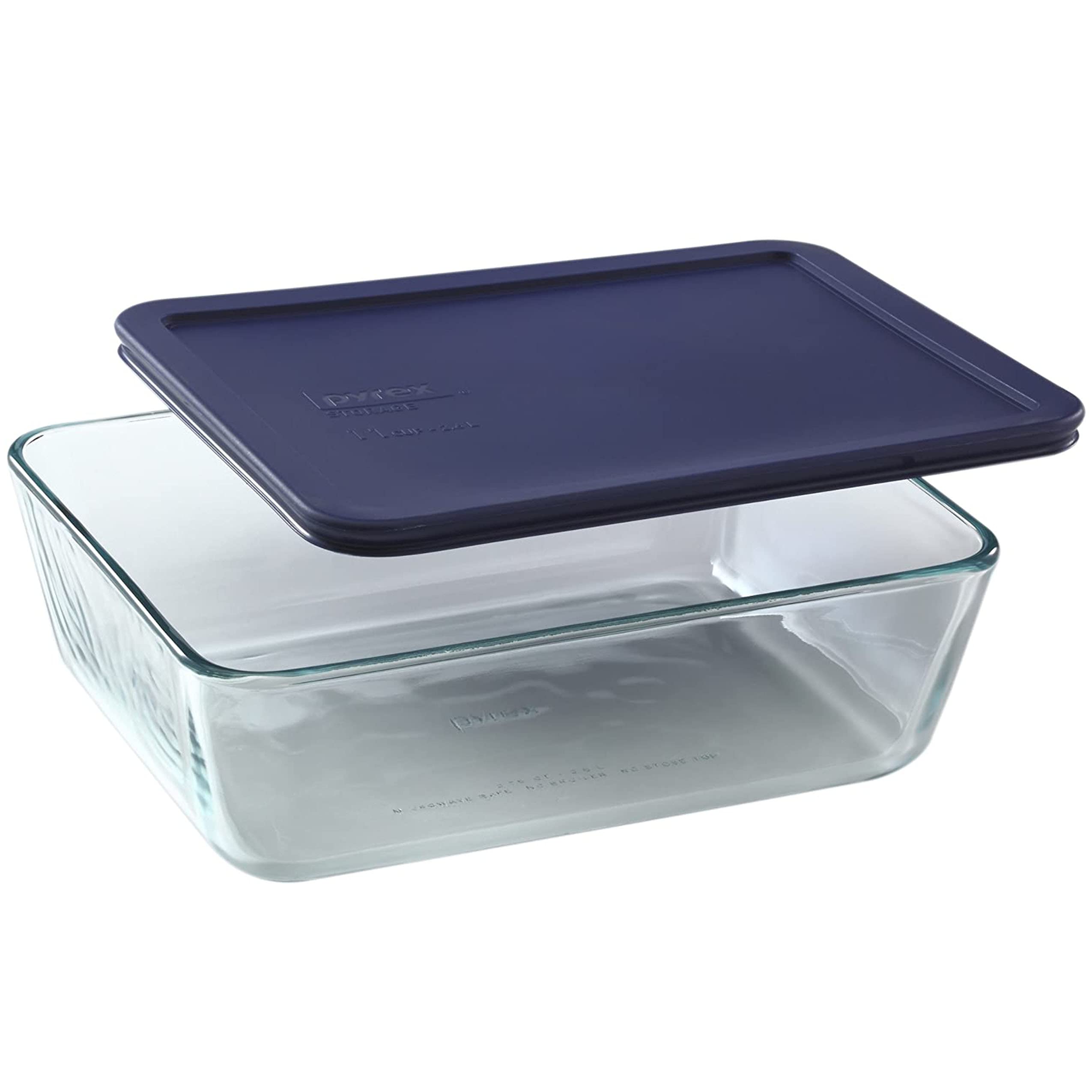Pyrex 7212 (11Cup) Glass Dish with Dark Blue Lid  Made in USA