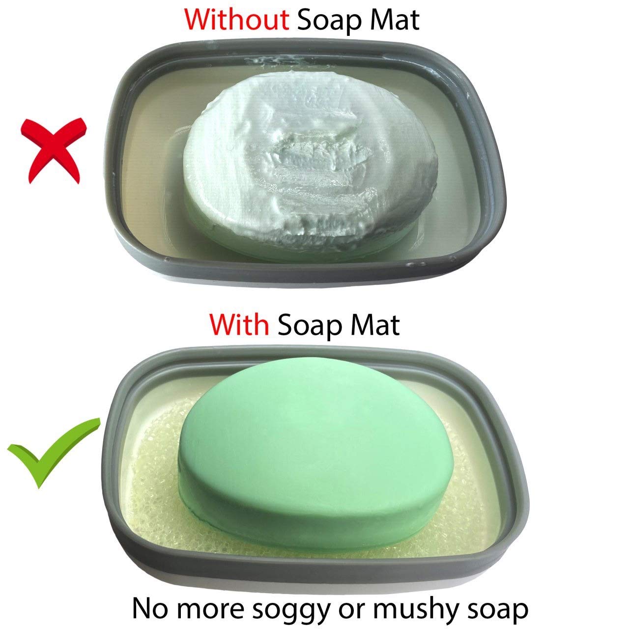 Kiasona Travel Soap Box,Soap Bar Holder Dish Container Case With Sponge Saver Drain&Silicone Band,Strong Sealing,Leak Proof,Port