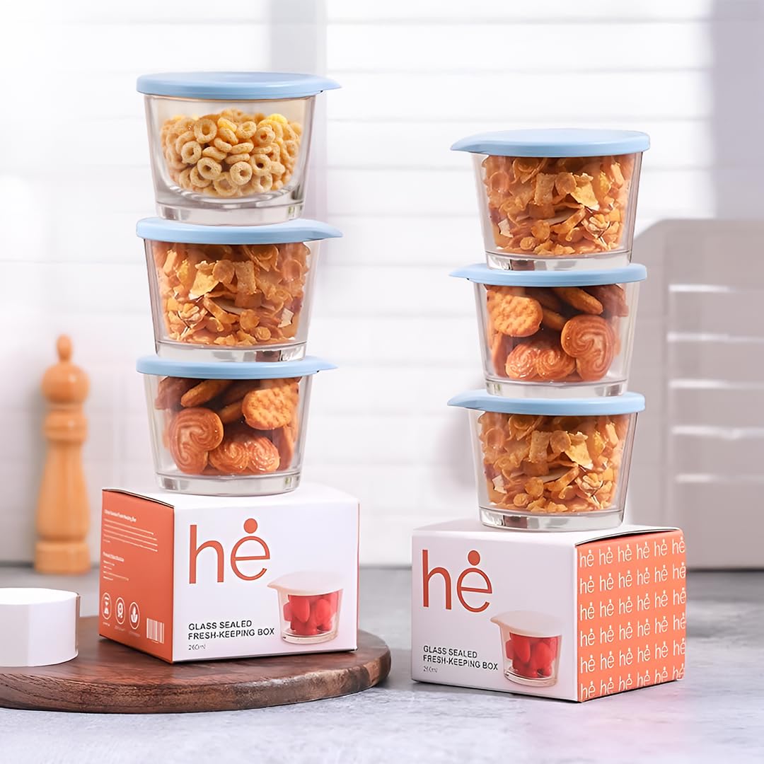 Homeessentials Glass Containers With Lid - 260Ml Leak-Proof Glass Sealed Jar With Lid|Food Grade Ideal For Kitchen,Refrigerator,