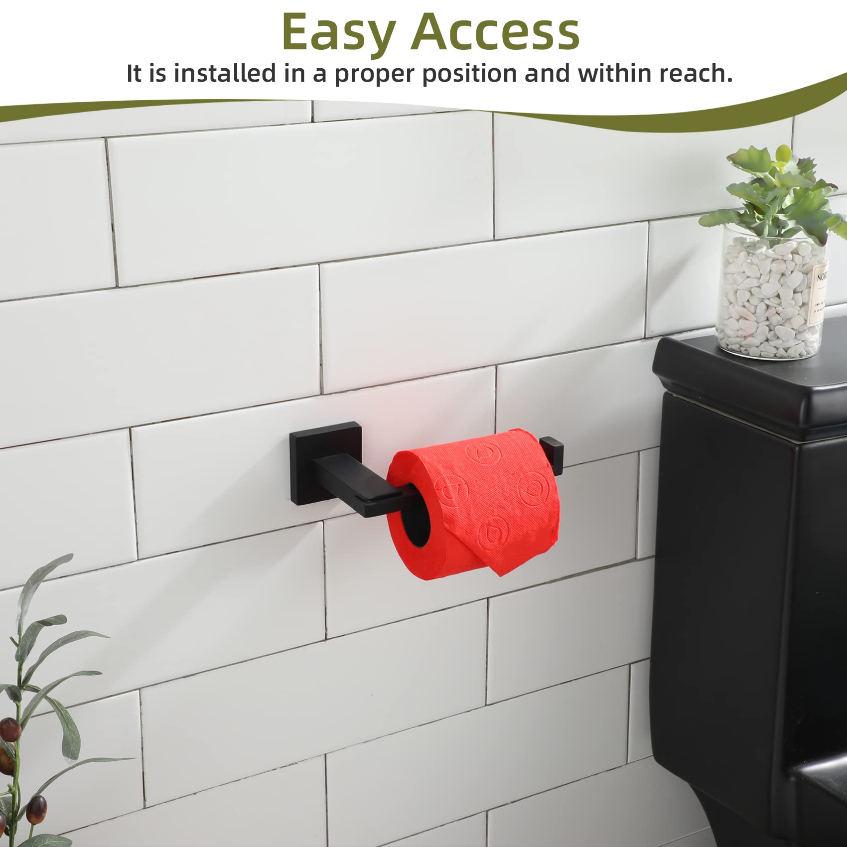 Kokosiri Black Toilet Paper Holder For Bathroom Tissue Paper Dispenser Stainless Steel Toilet Roll Holder Hold Mega Rolls Wall M