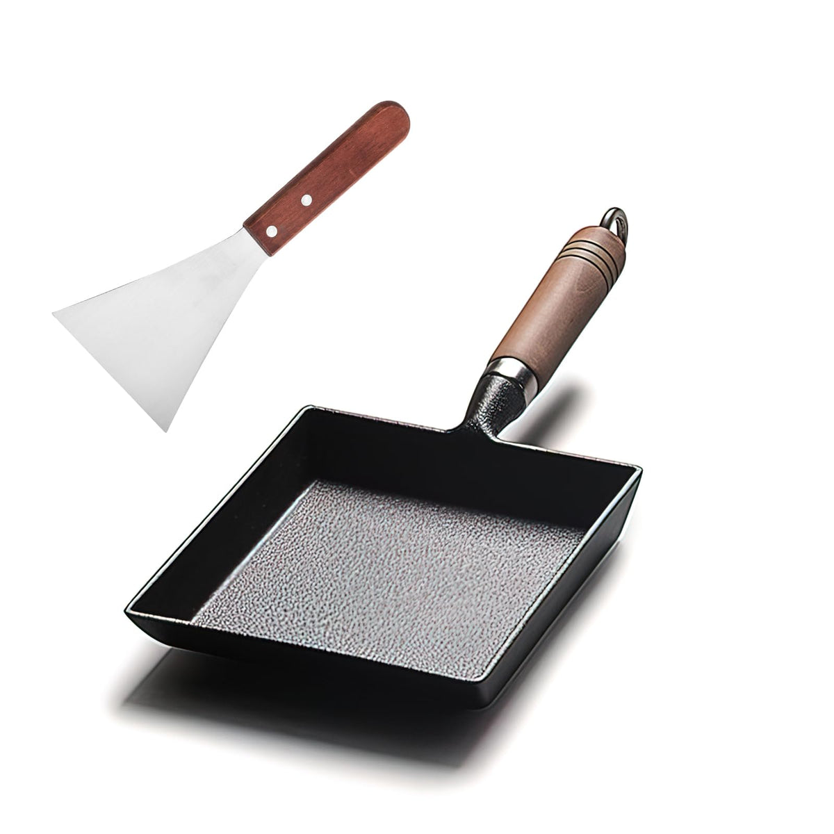 Yymiyu Tamagoyaki Japanese Omelette Pan Cast Iron Wooden Handle 9  7 Inch