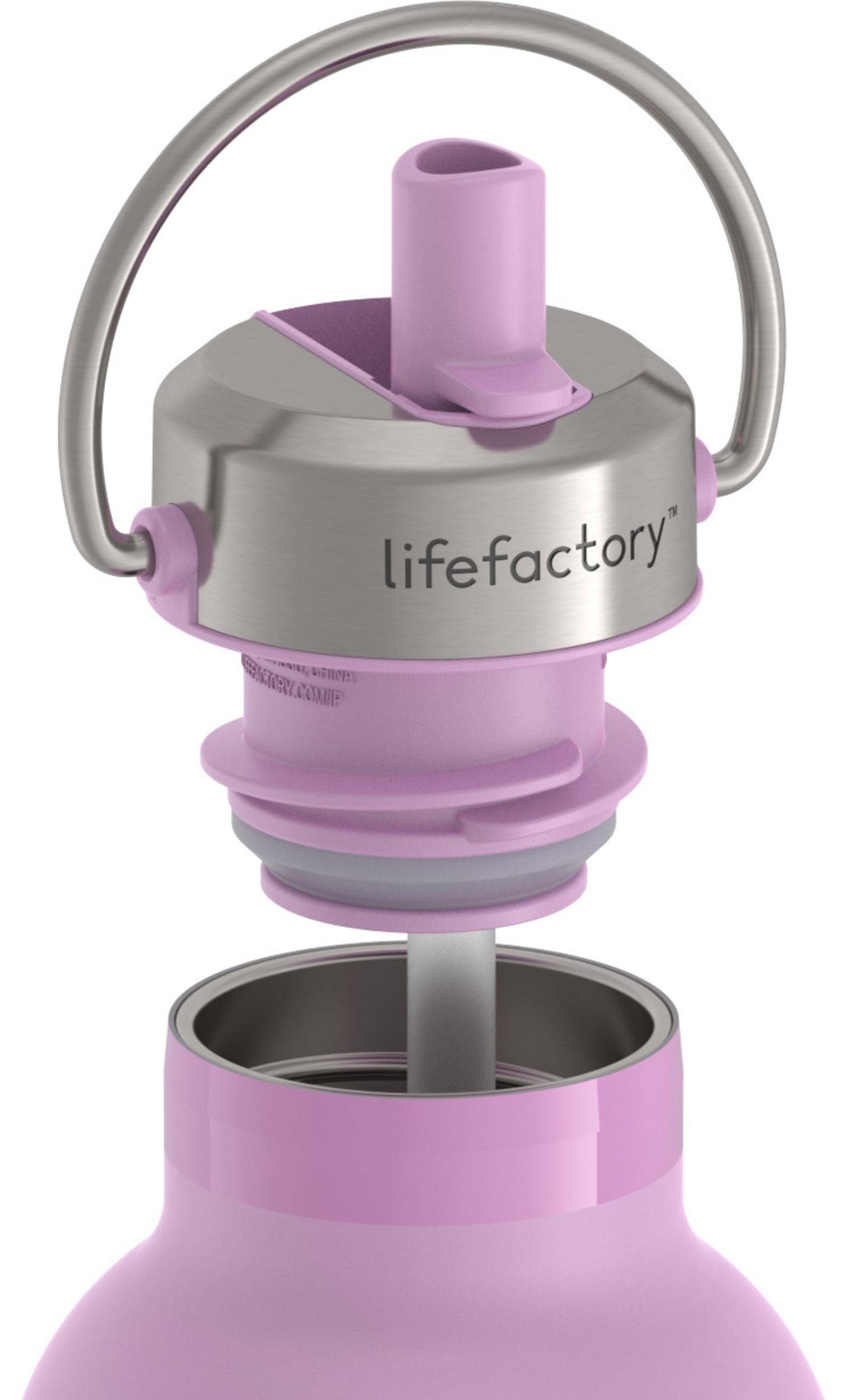 Lifefactory Stainless Steel Vacuum Insulated Sports Bottle With Straw Cap, 24 Ounce, Pink