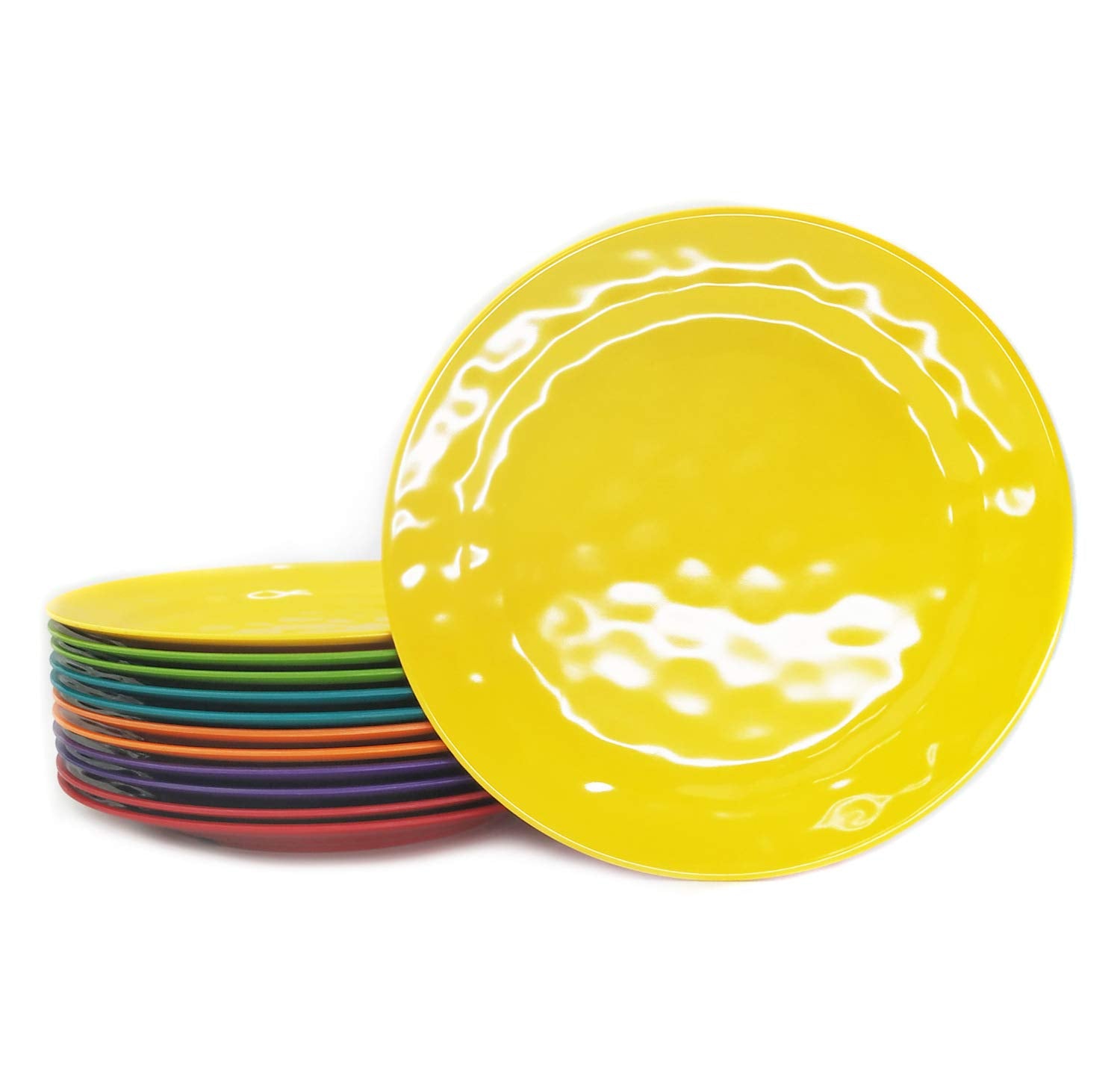 Kx-Ware Melamine Plates Set -10Inch 12Pcs 100% Melamine Dinner Plates For Everyday Use, Break-Resistant And Lightweight, Multico