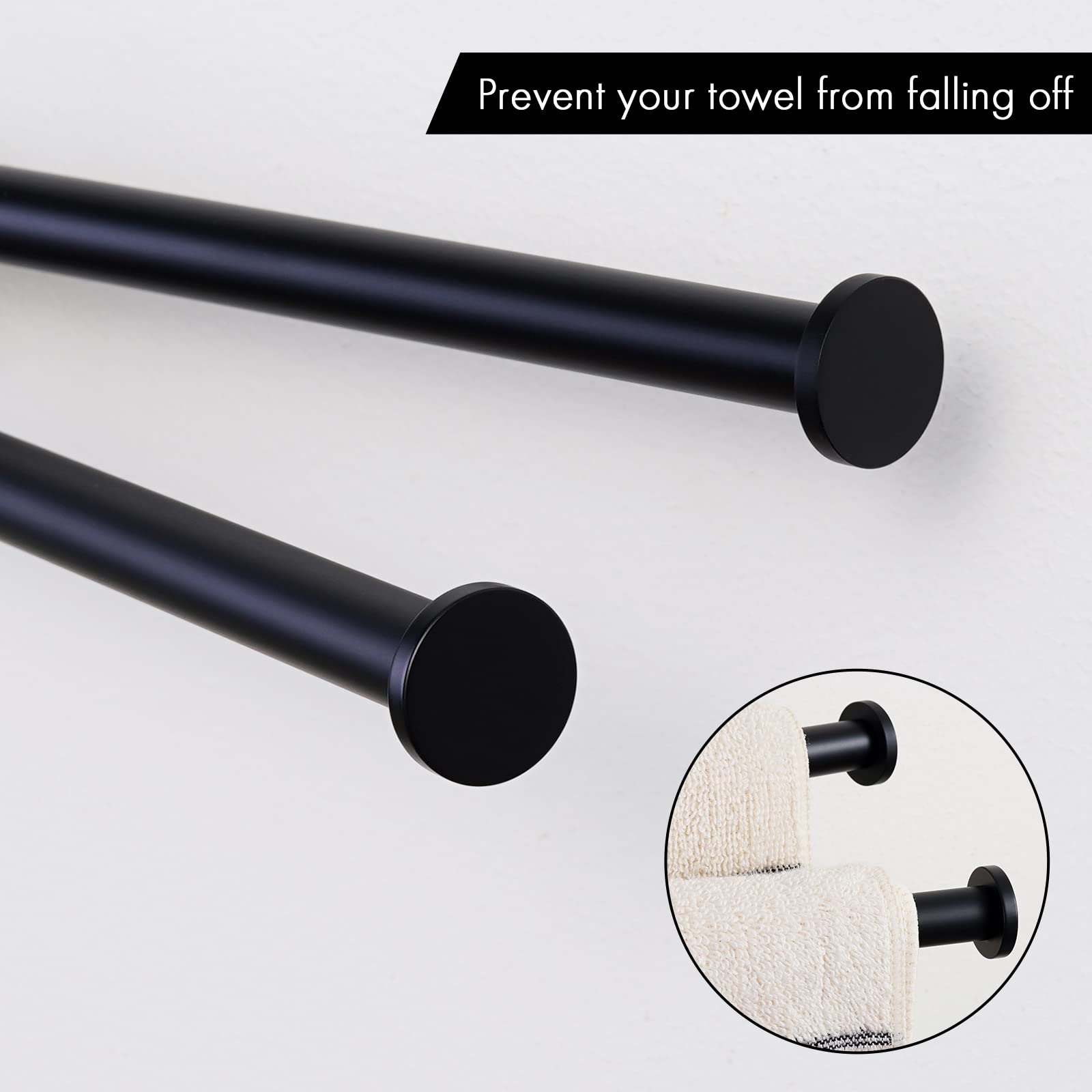KES Black Swivel Towel Bar for Bathroom 9-Inch Swing Out Double Towel Bar 2-Arm Kitchen Wall Mounted SUS 304 Stainless Steel Matte Black  A2106S23-BK