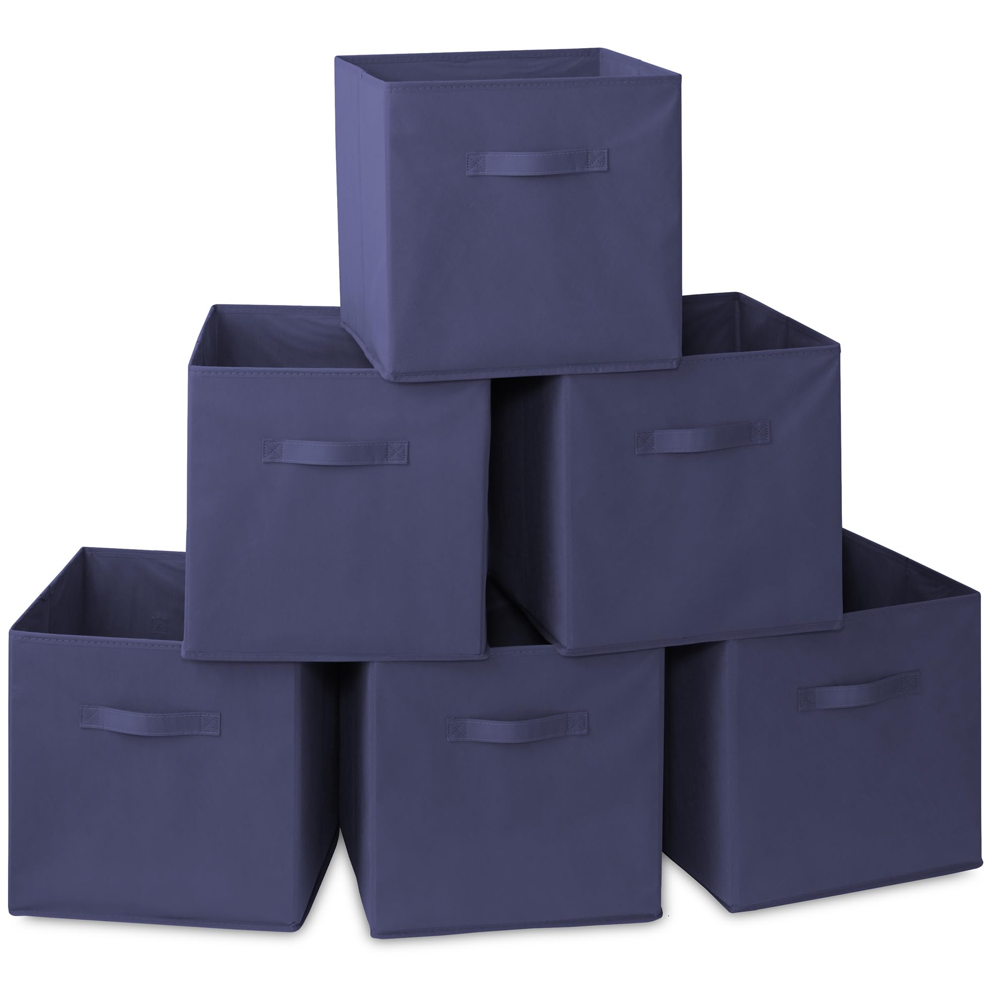 Casafield Set Of 6 Collapsible Fabric Cube Storage Bins, Navy Blue - 13'' Foldable Cloth Baskets For Shelves, Cubby Organizers &