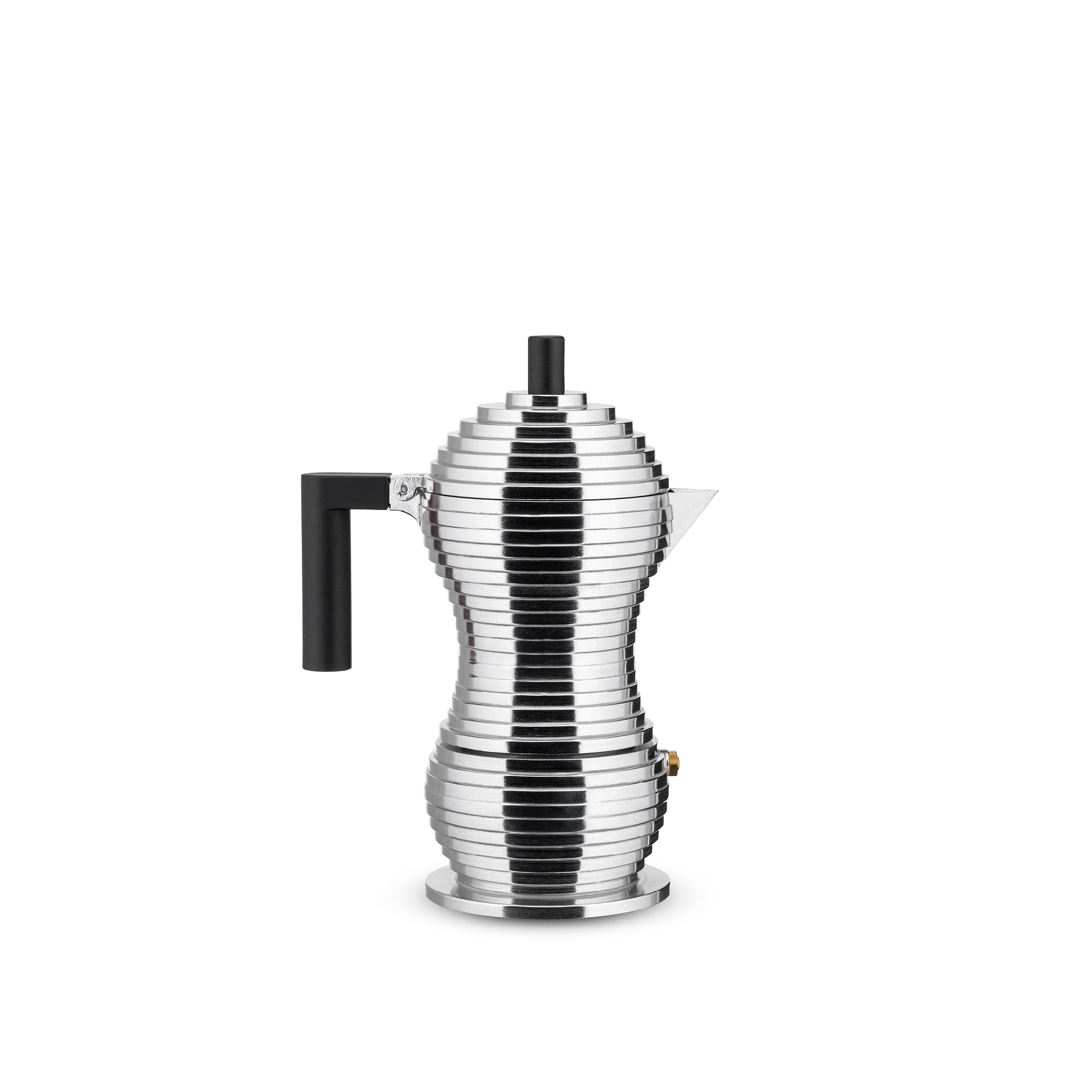 Alessi MDL02/3 B Pulcina Stove Top Espresso 3 Cup Coffee Maker in Aluminum Casting Handle And Knob in Pa, Black